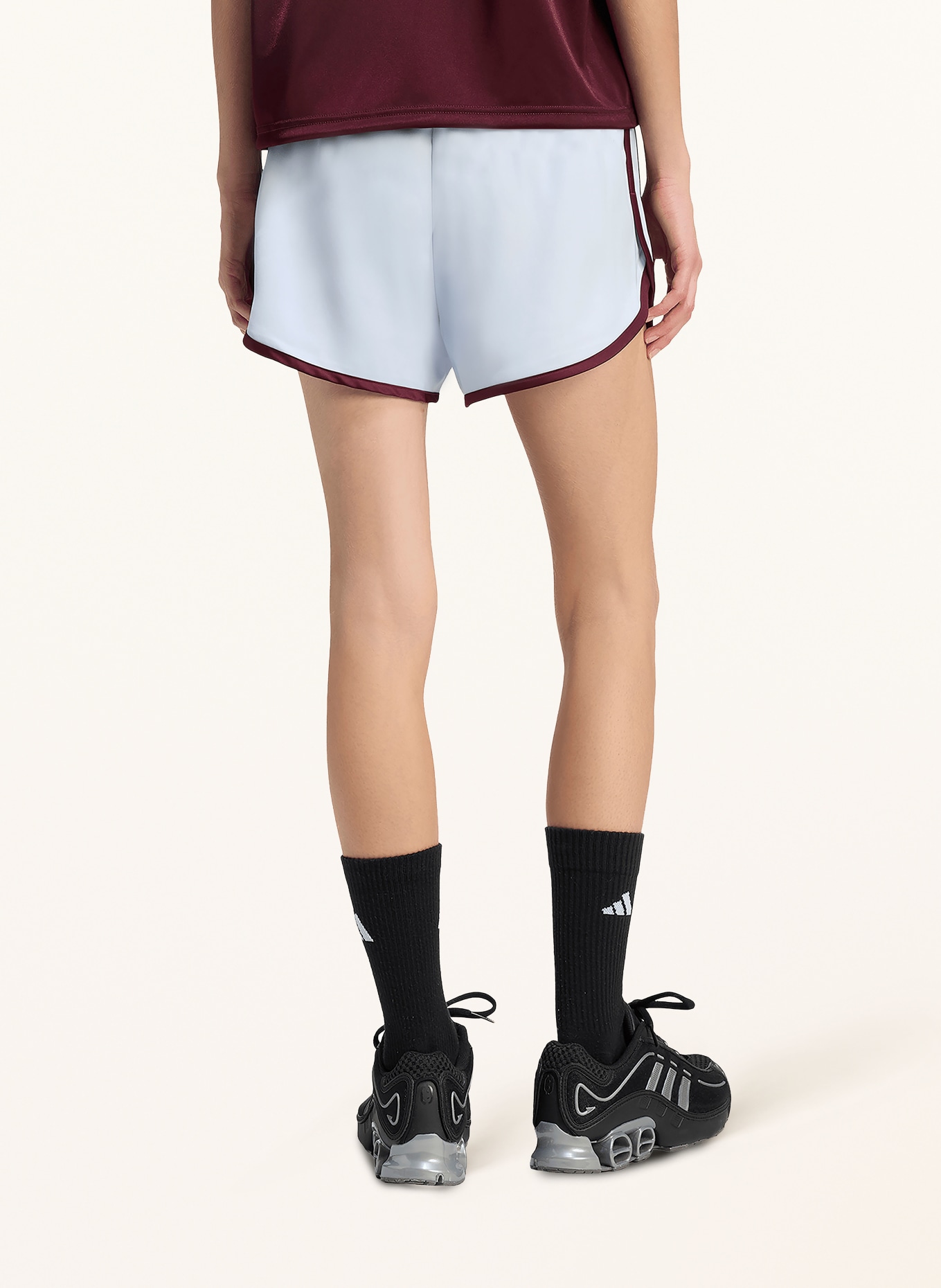 adidas Originals Satinshorts 3 STRIPES SPRINTER: BLAUGRAU / DUNKELROT