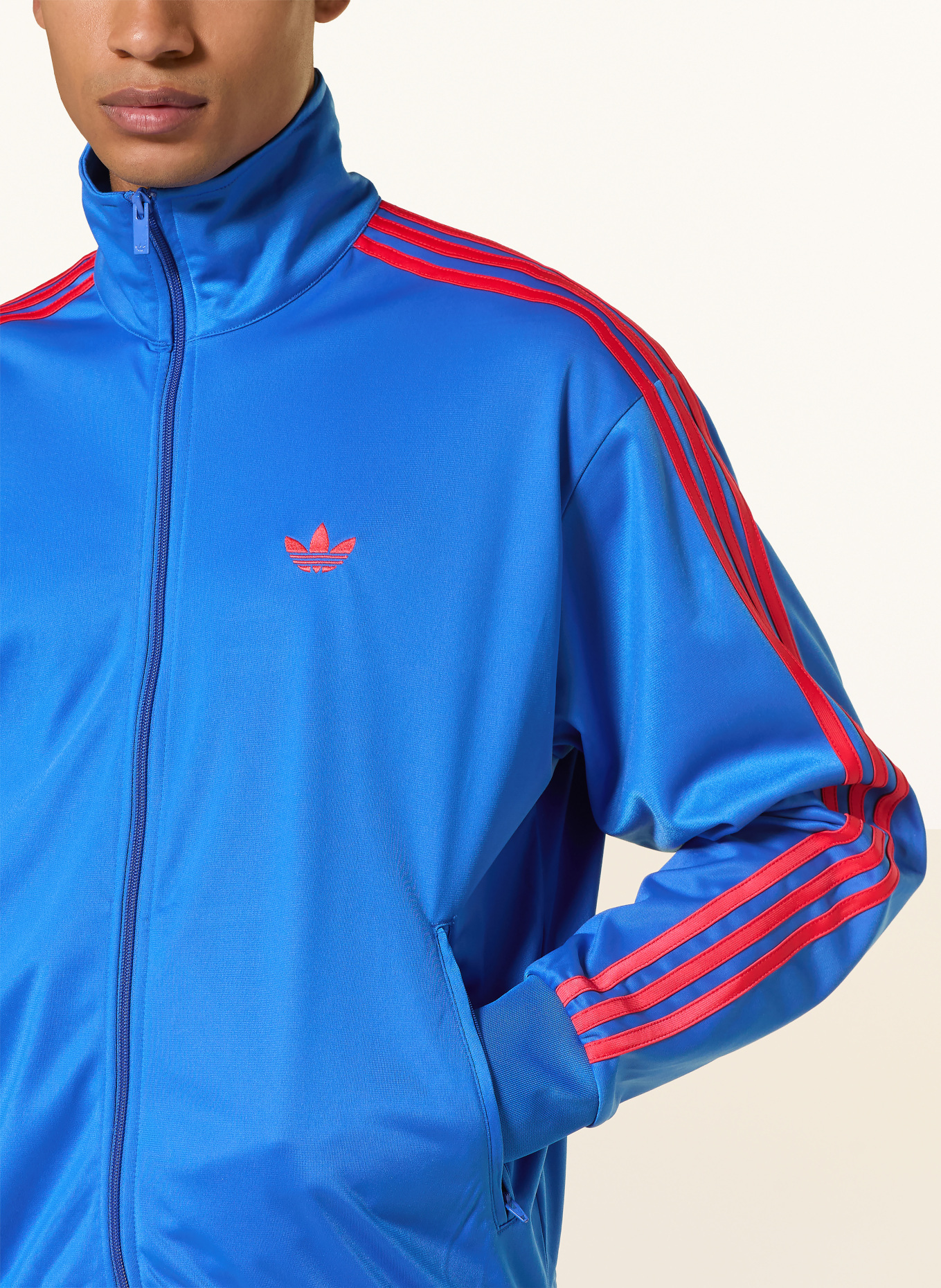 adidas Originals Veste sweat FIREBIRD avec bandes galonnées: BLEU FLUO / ROUGE FLUO