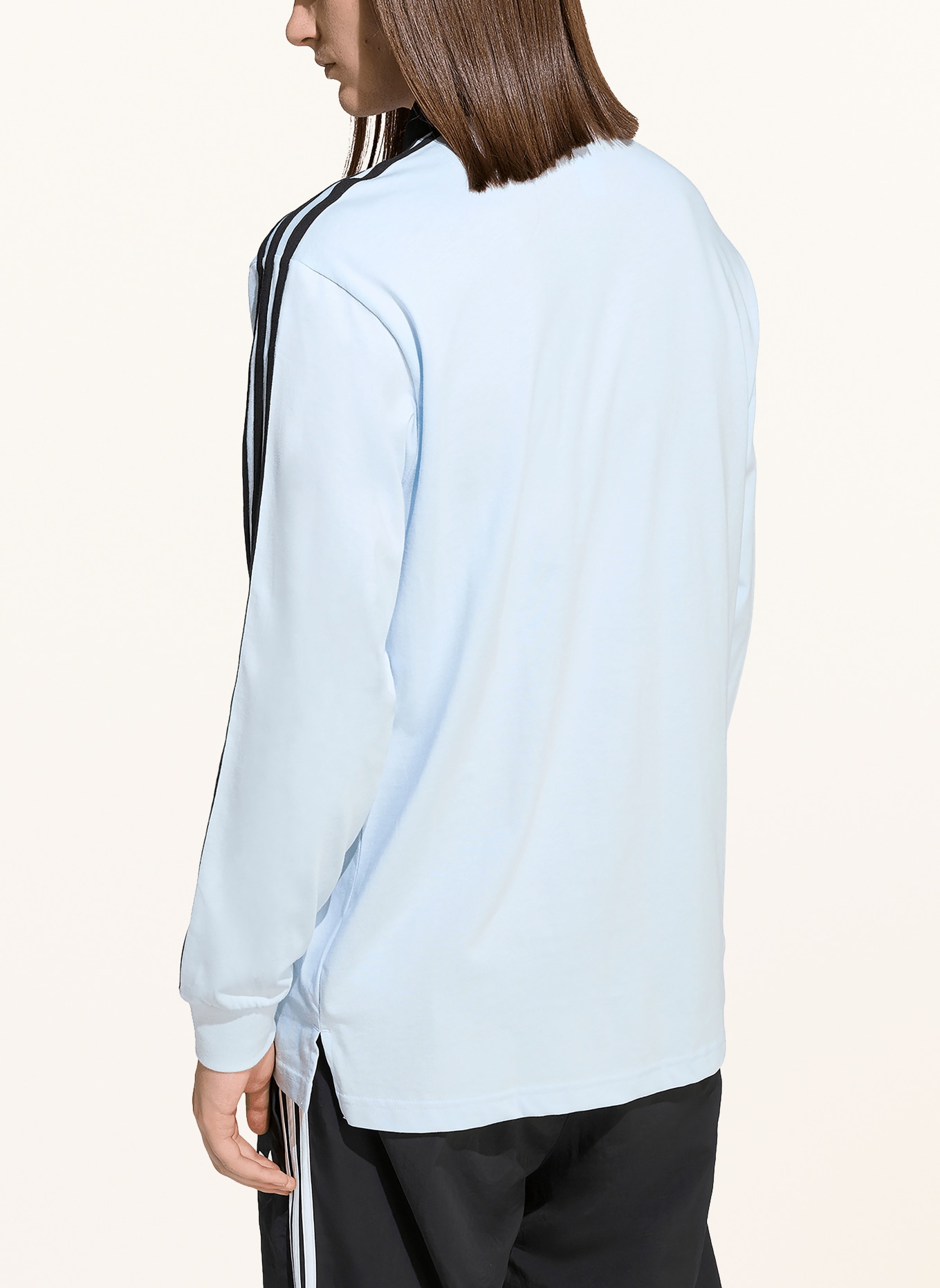 adidas Originals Jersey-poloshirt met 3 strepen: LICHTBLAUW / ZWART