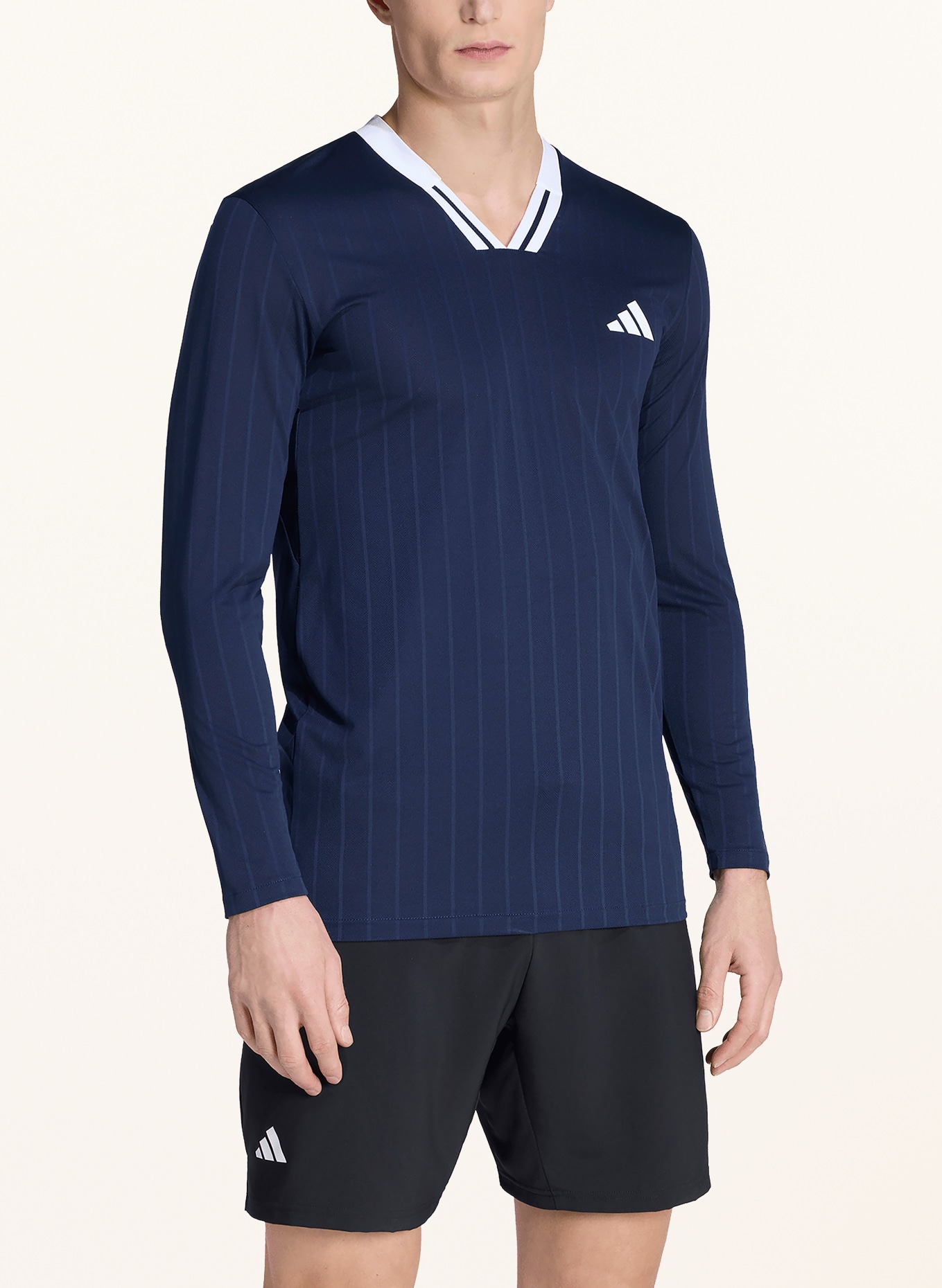 adidas TENNIS CLIMACOOL Long-Sleeve Shirt: DARK BLUE / WHITE