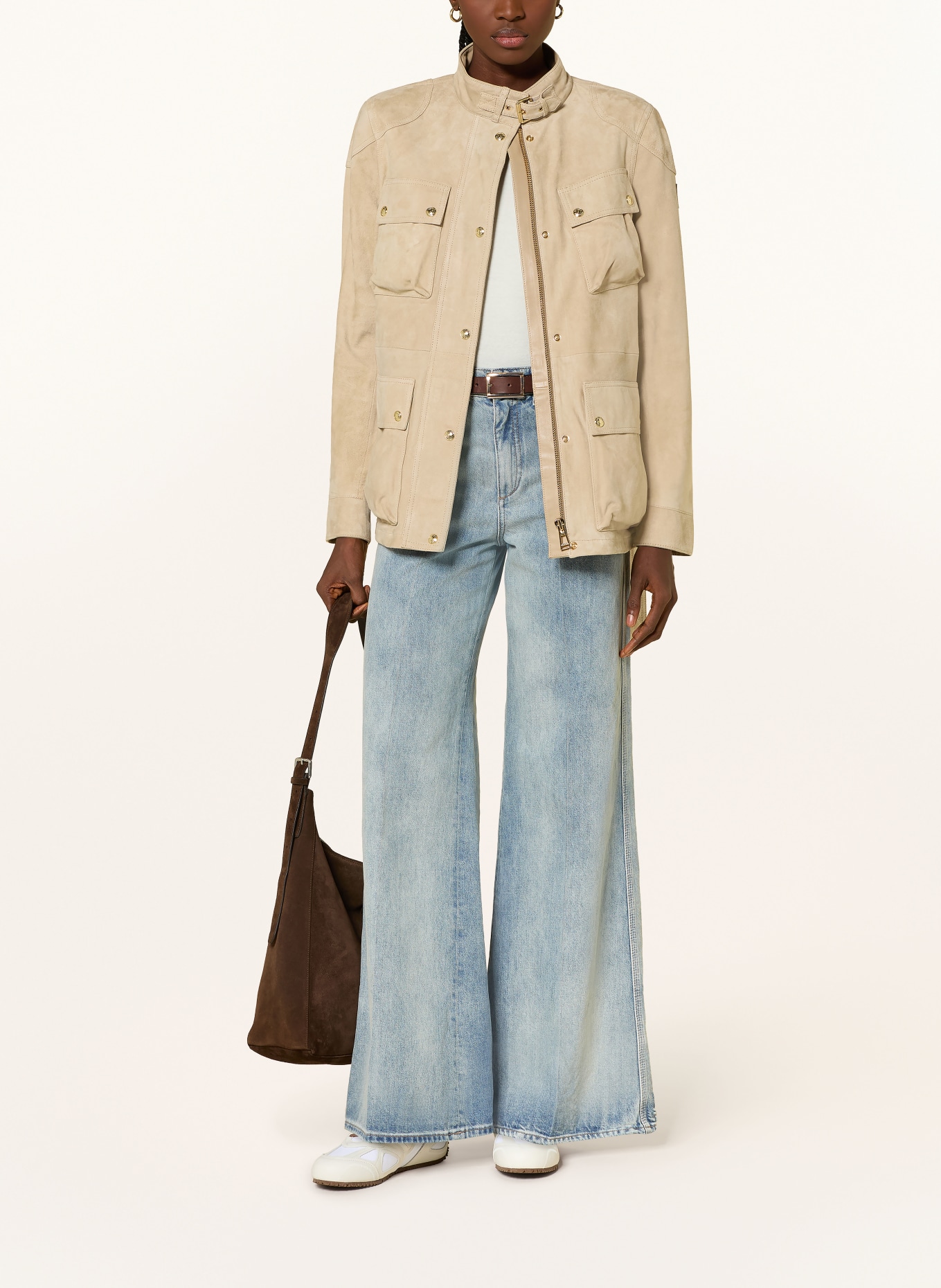 BELSTAFF Lederjacke TRAILMASTER PANTHER: BEIGE / GOLD