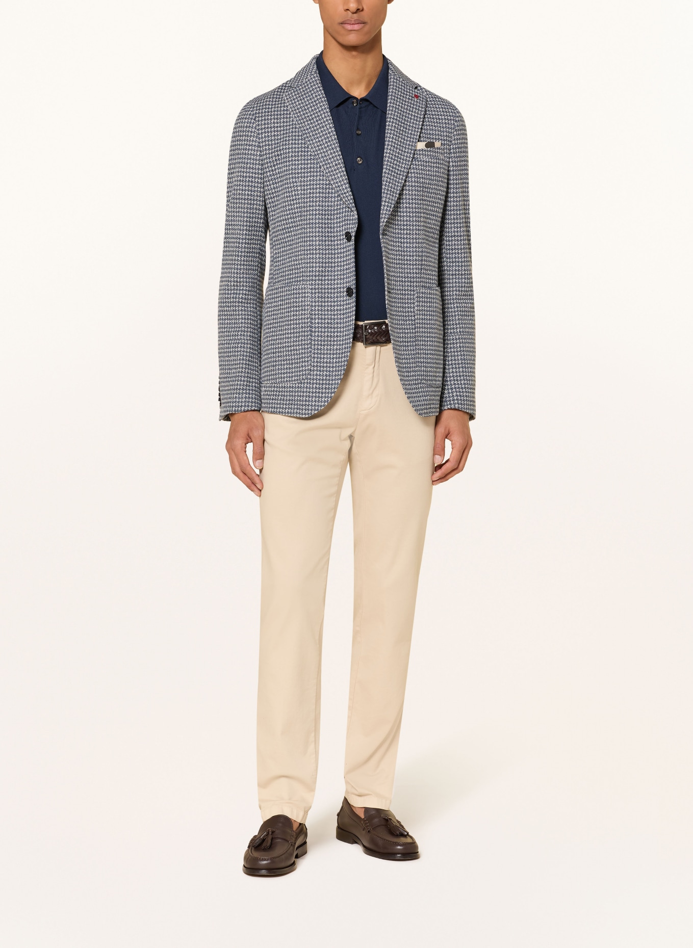 CG - CLUB of GENTS Marynarka z dżerseju CG CARTER o kroju slim fit: GRANATOWY / JASNOCZARY