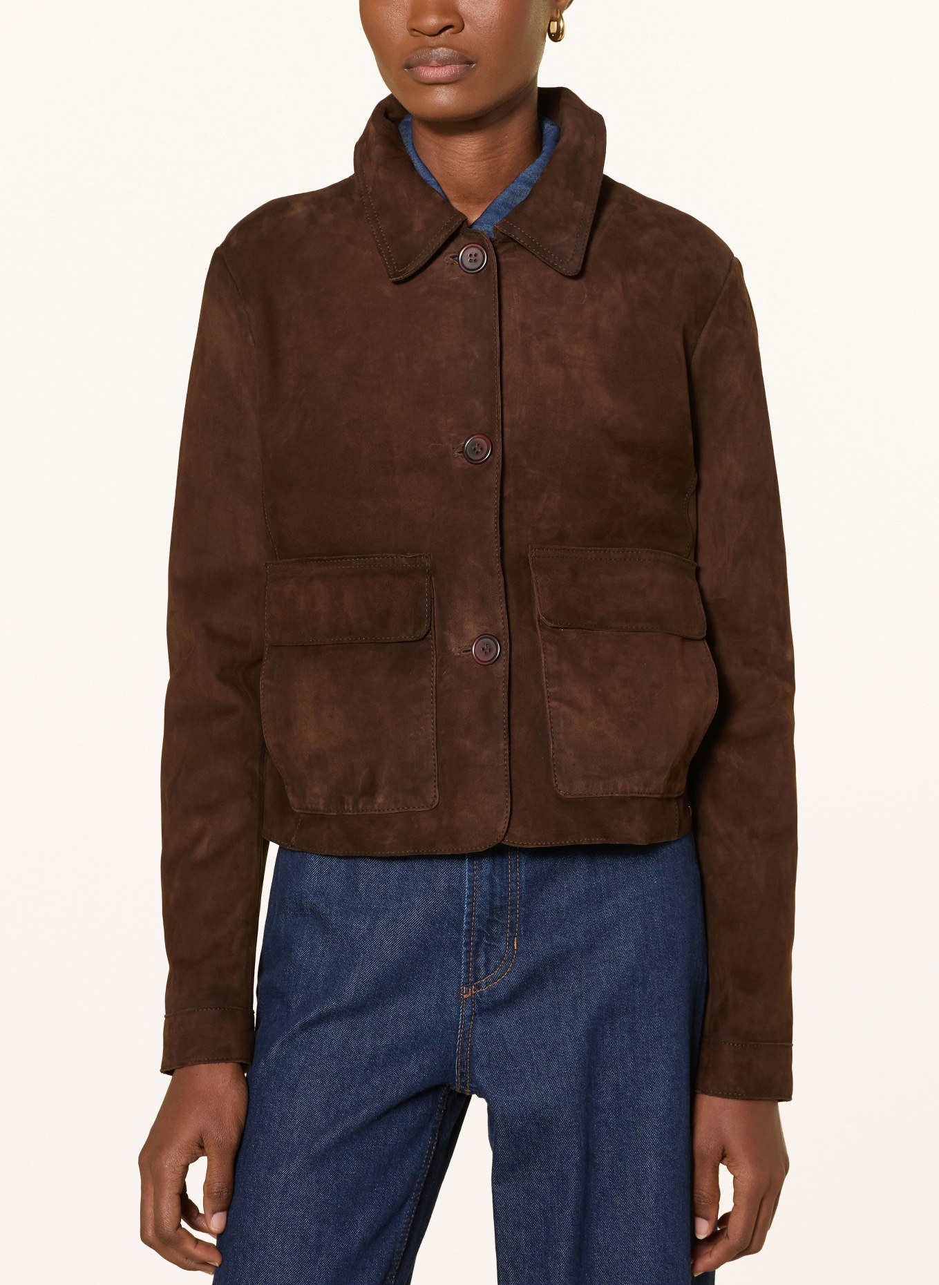 MILESTONE Kožená bunda MSFELIPA: TMAVĚ HNĚDÁ