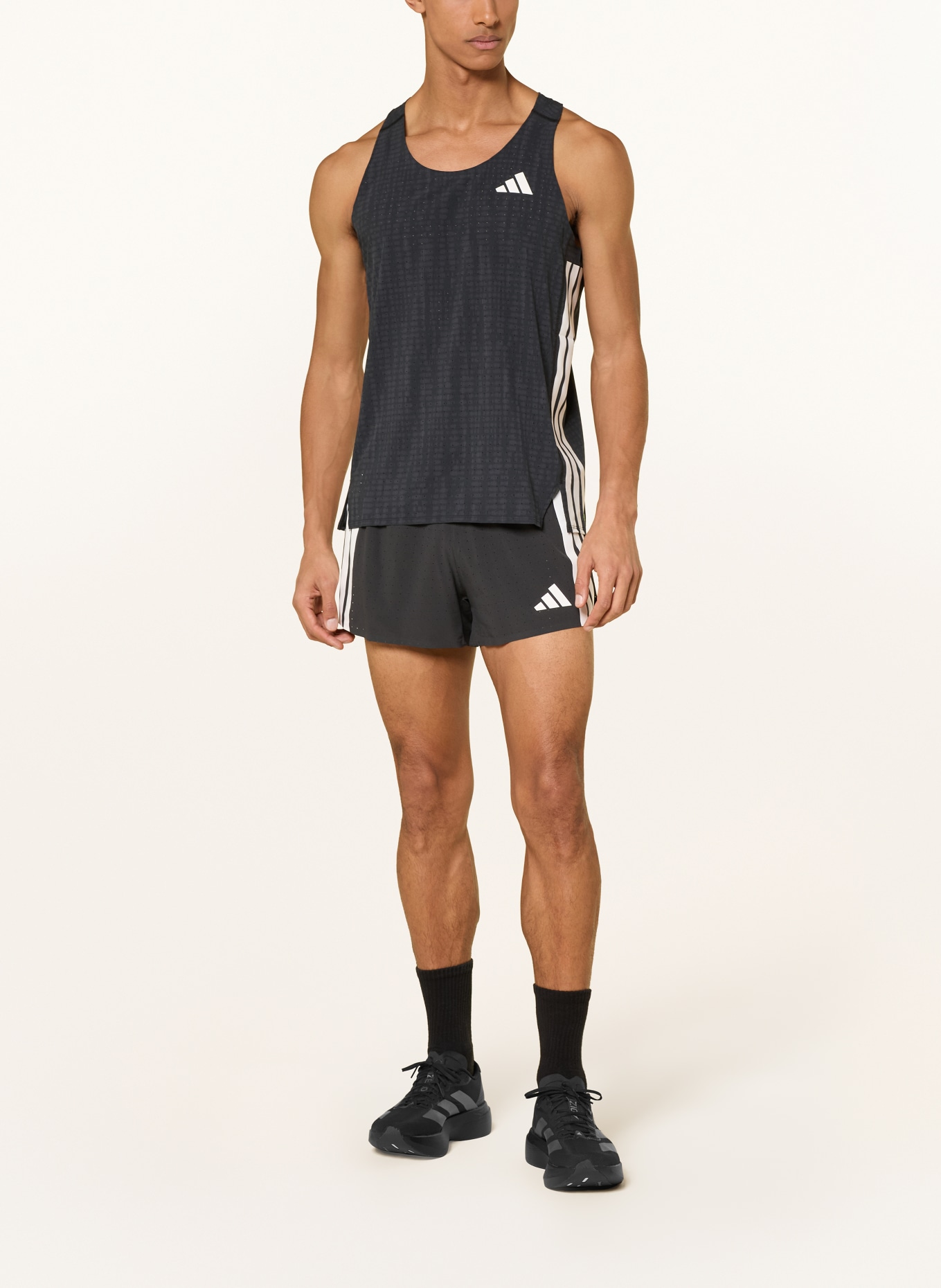 adidas ADIZERO running top: BLACK / WHITE