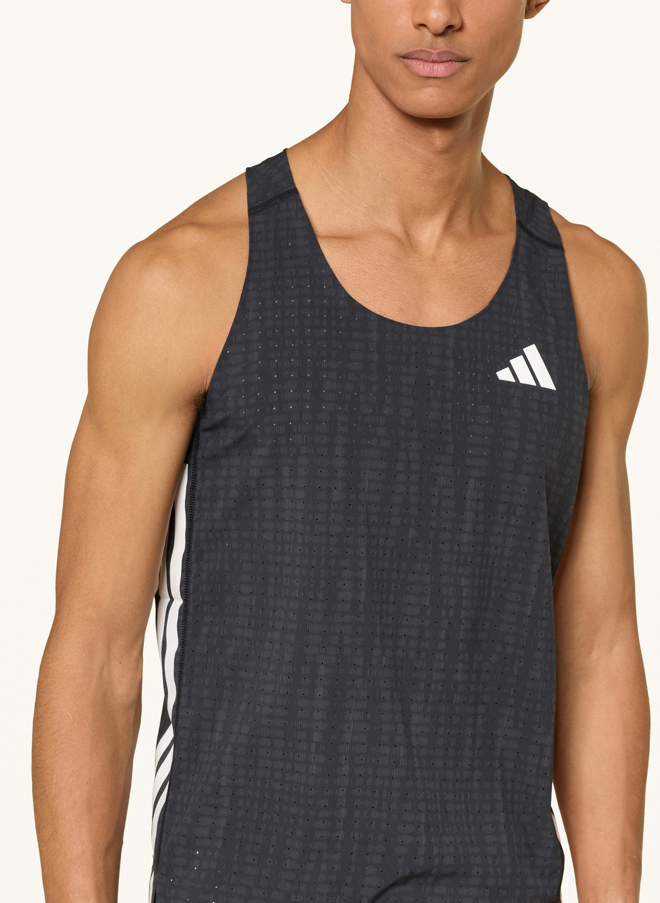 adidas ADIZERO running top: BLACK / WHITE