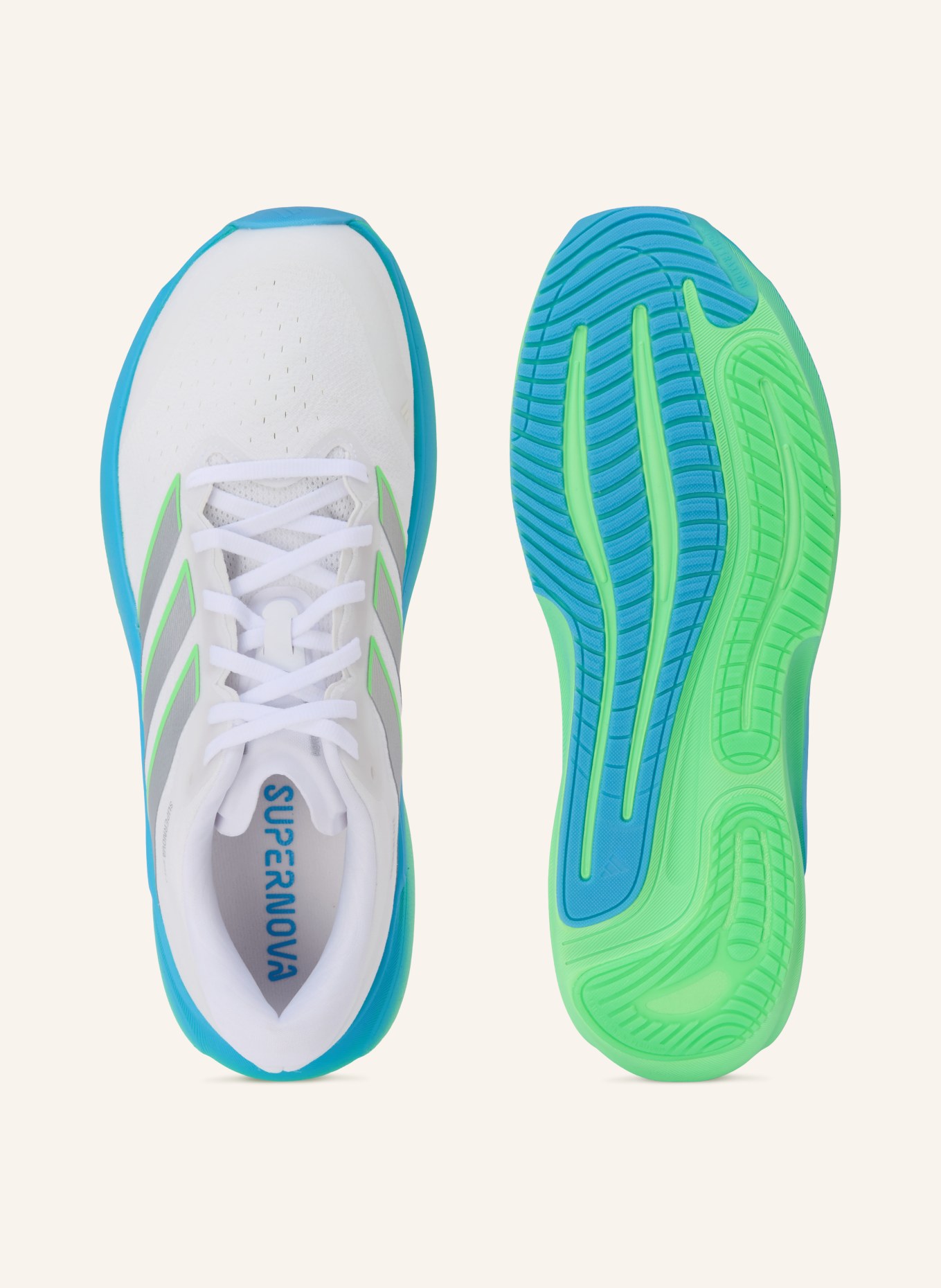adidas SUPERNOVA RISE 3 running shoes: WHITE / MINT / BLUE
