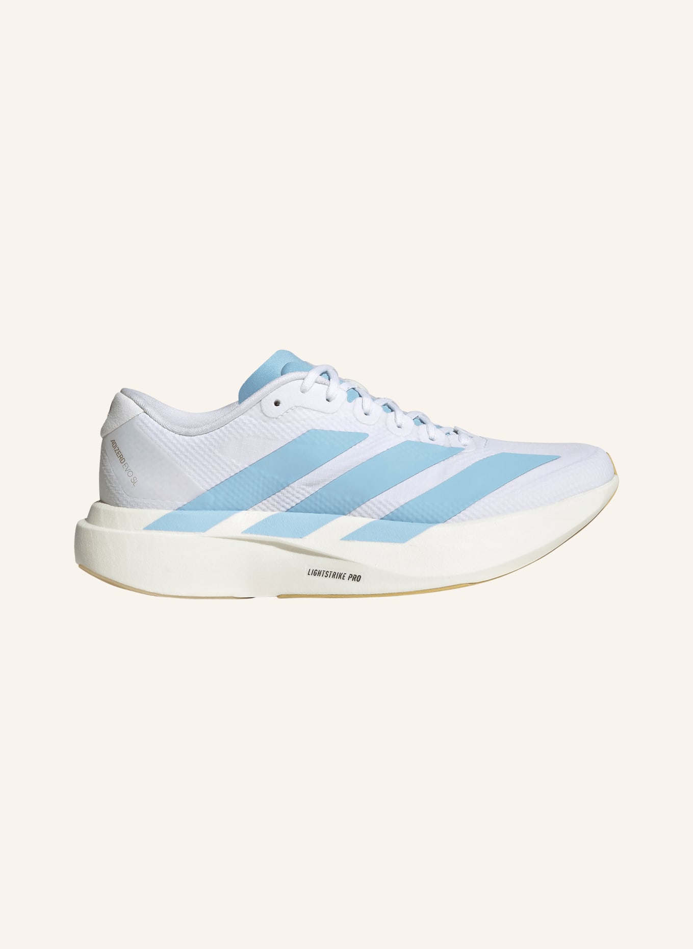 adidas Chaussures de course ADIZERO EVO SL WOVEN: BLANC / BLEU CLAIR