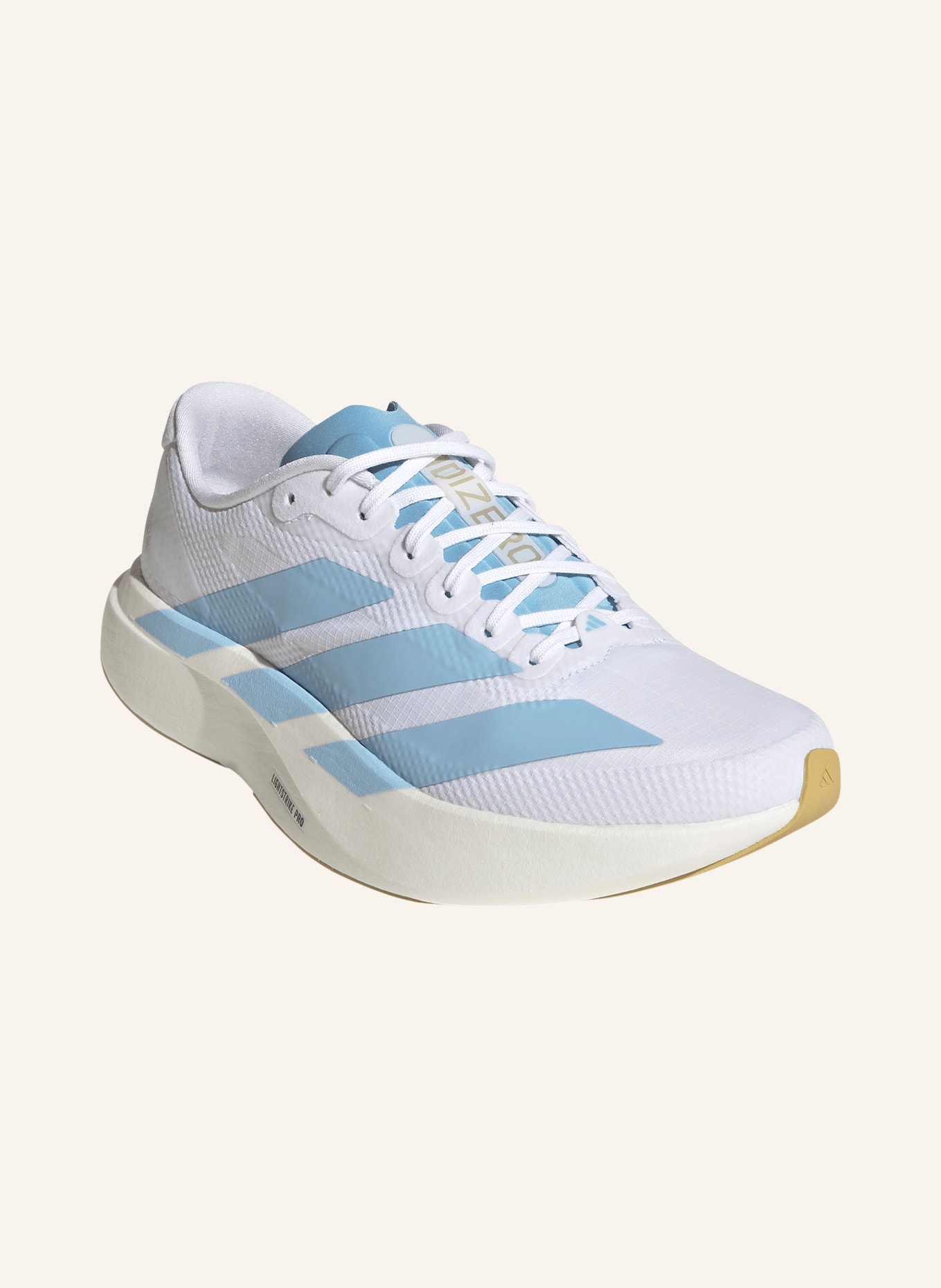 adidas Chaussures de course ADIZERO EVO SL WOVEN: BLANC / BLEU CLAIR