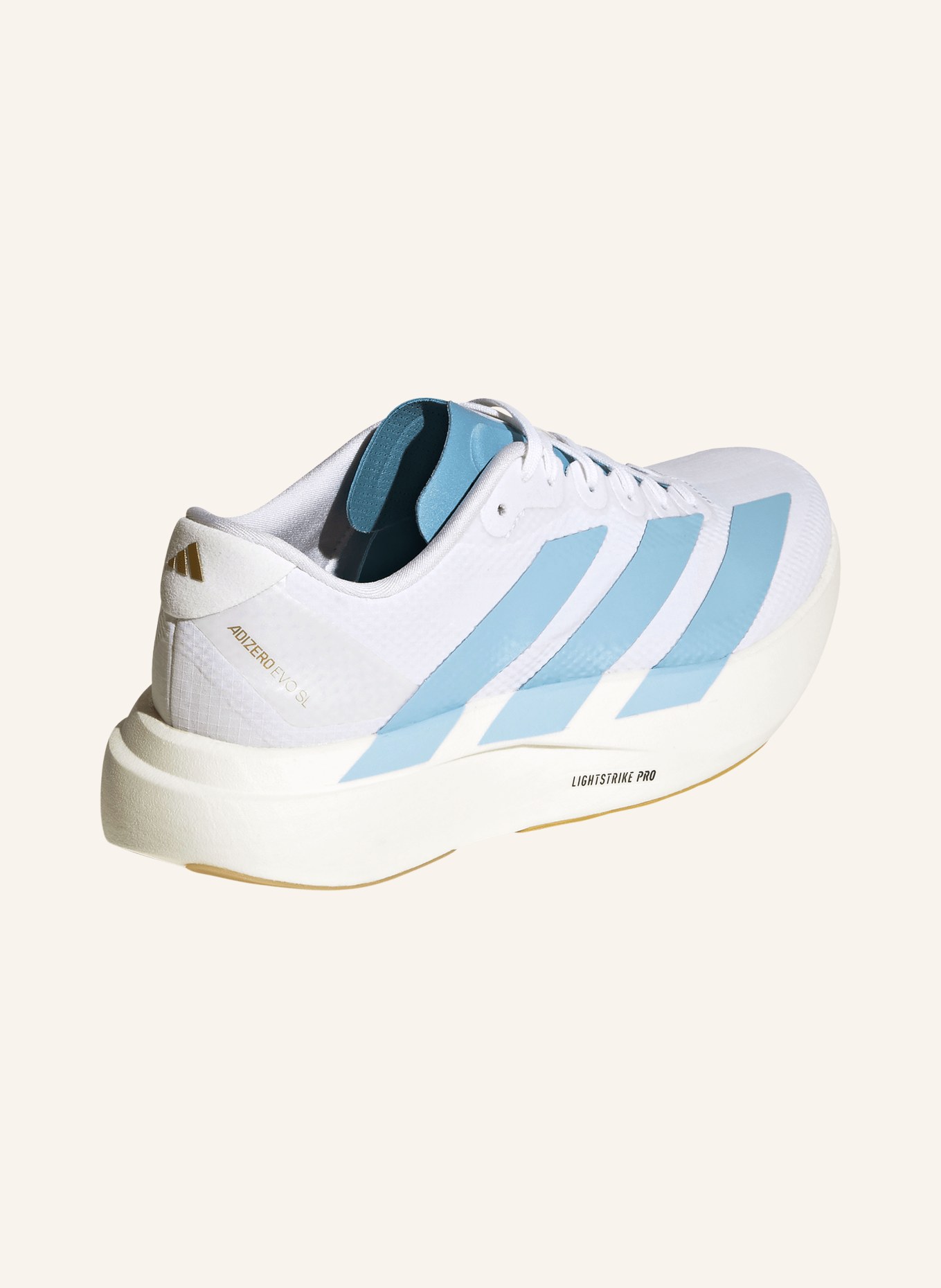 adidas Chaussures de course ADIZERO EVO SL WOVEN: BLANC / BLEU CLAIR