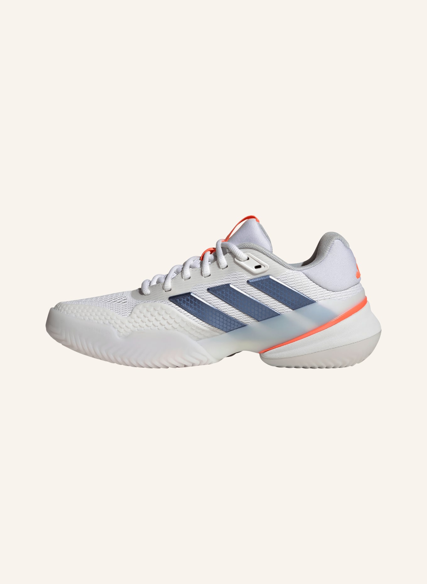 adidas Chaussures de tennis BARRICADE 14: BLANC / ARGENT / ORANGE FLUO