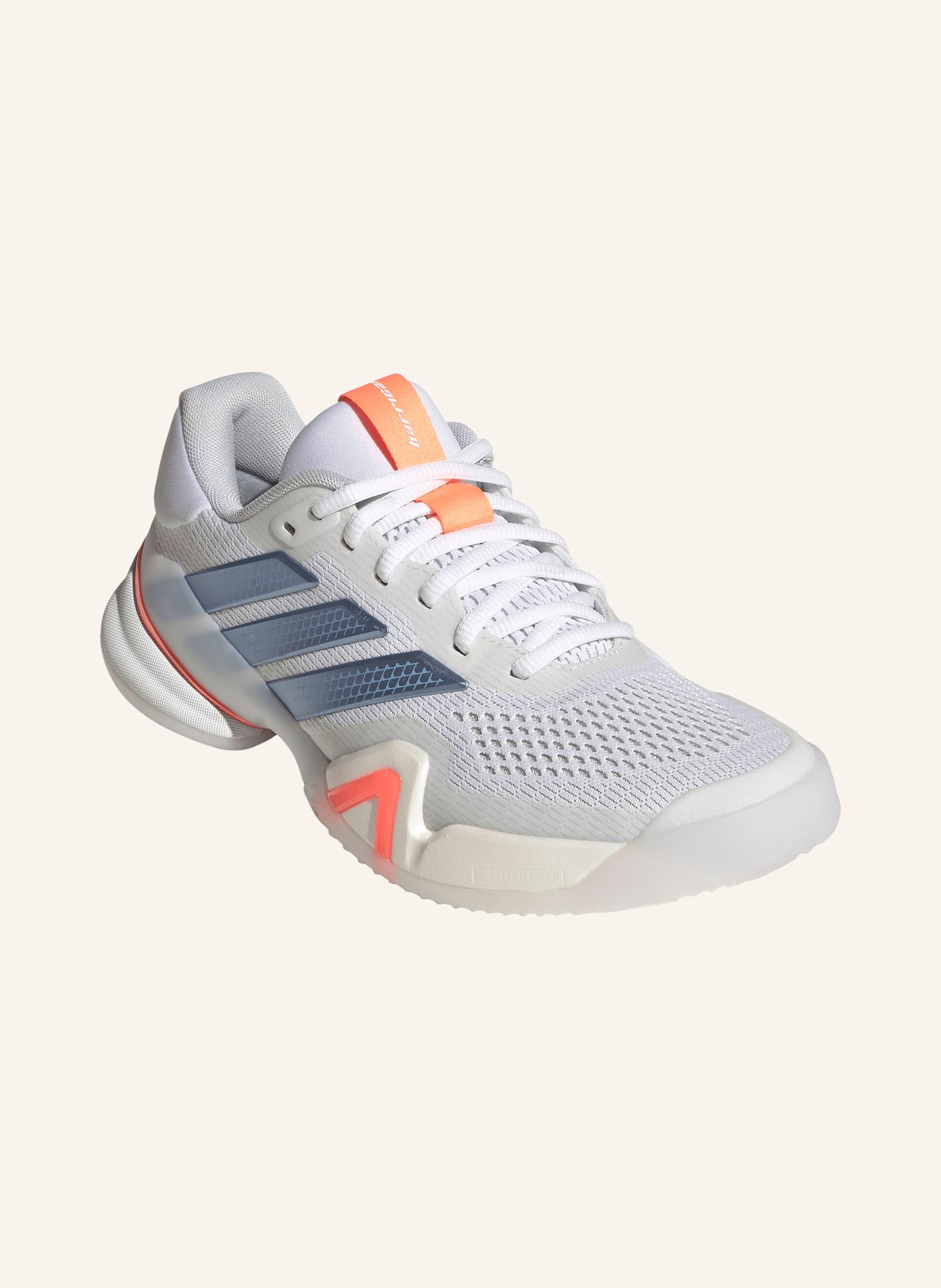 adidas Chaussures de tennis BARRICADE 14: BLANC / ARGENT / ORANGE FLUO