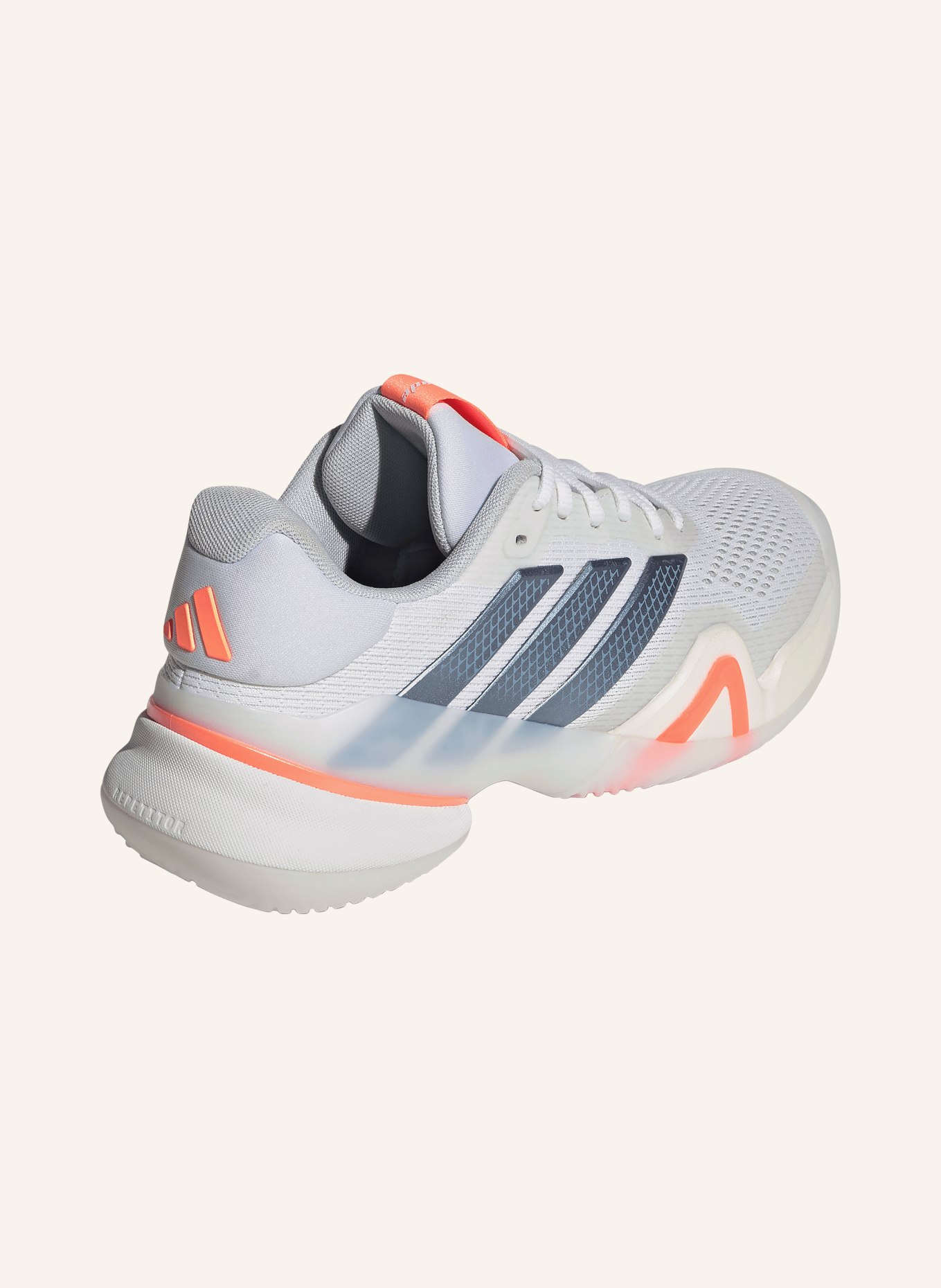 adidas Chaussures de tennis BARRICADE 14: BLANC / ARGENT / ORANGE FLUO