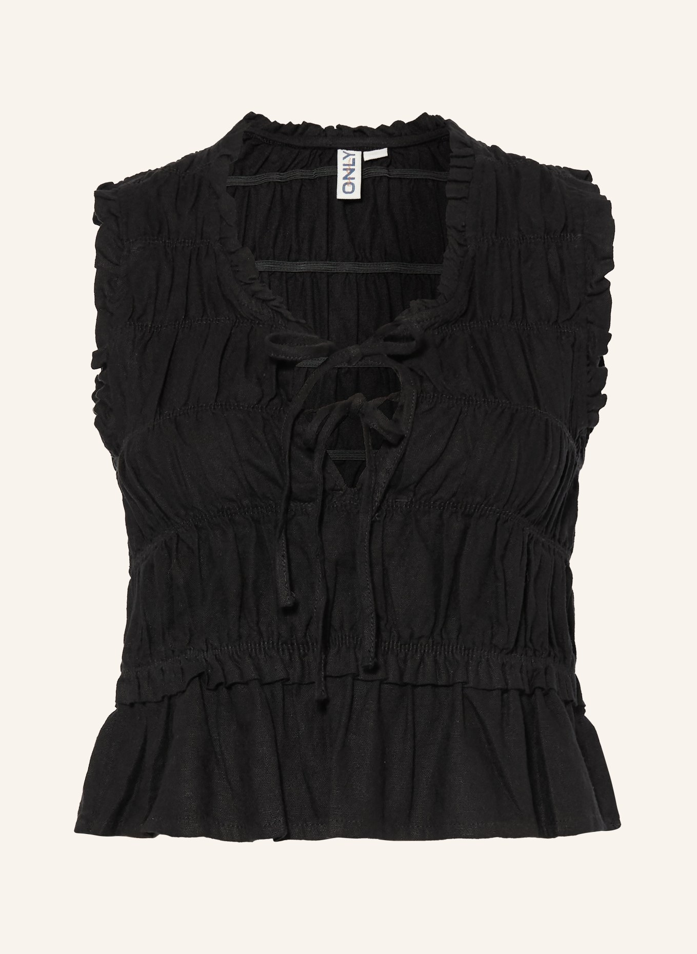 ONLY Blusentop mit Leinen: SCHWARZ