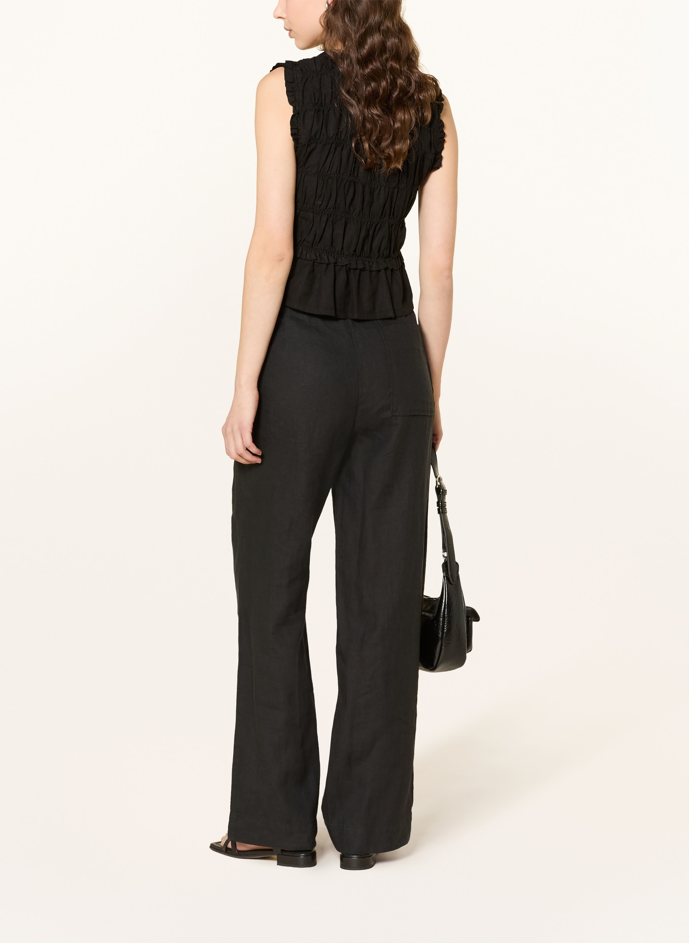 ONLY Blusentop mit Leinen: SCHWARZ