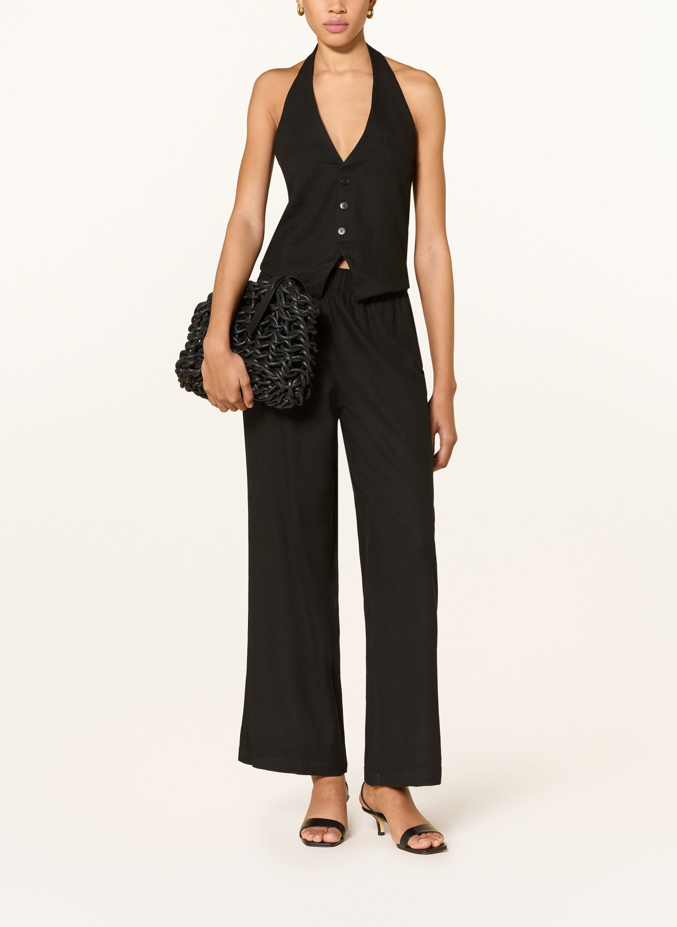 ONLY Marlene-broek met linnen: ZWART