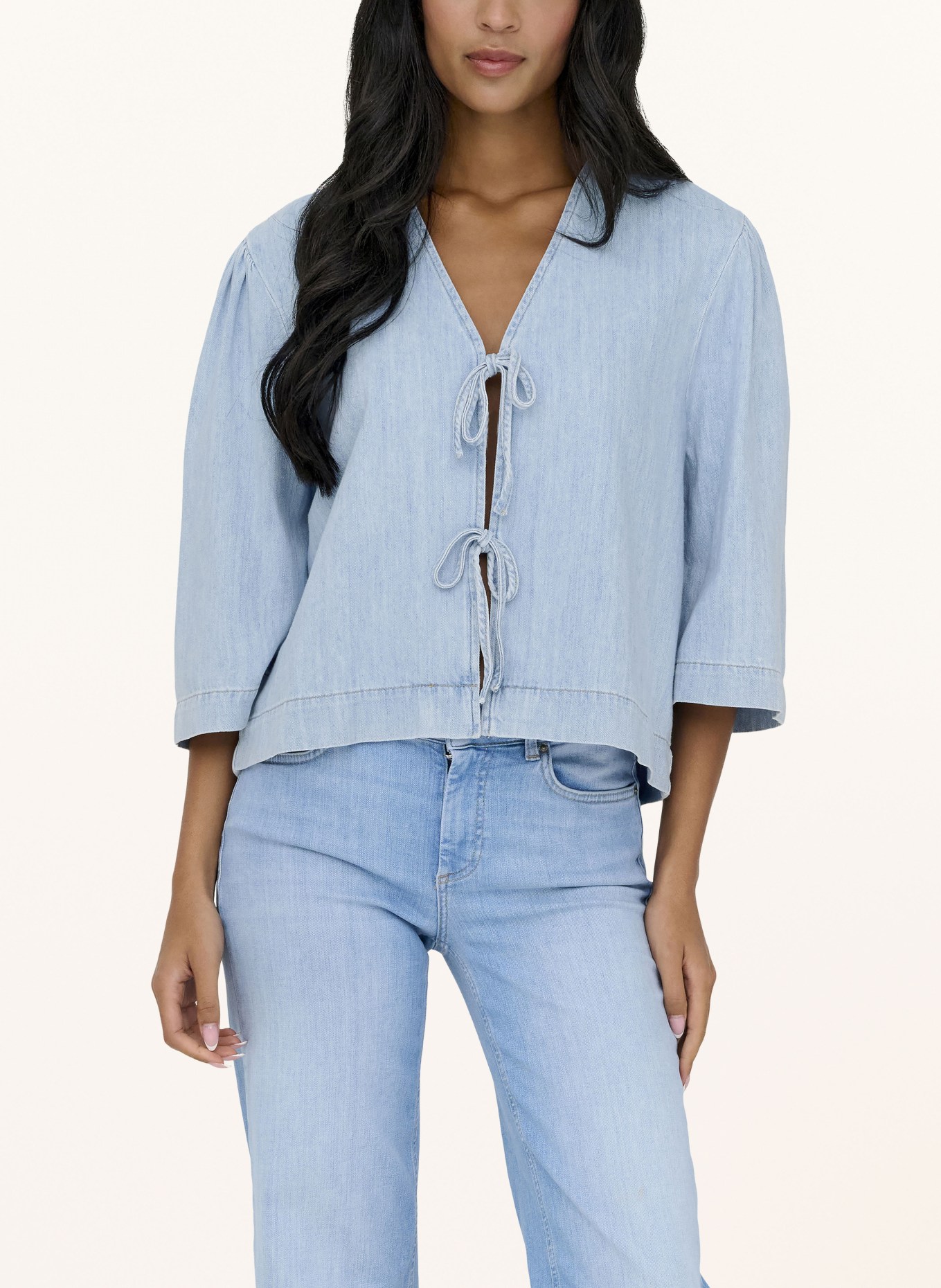 ONLY Chemisier en jean à manches 3/4: BLEU CLAIR