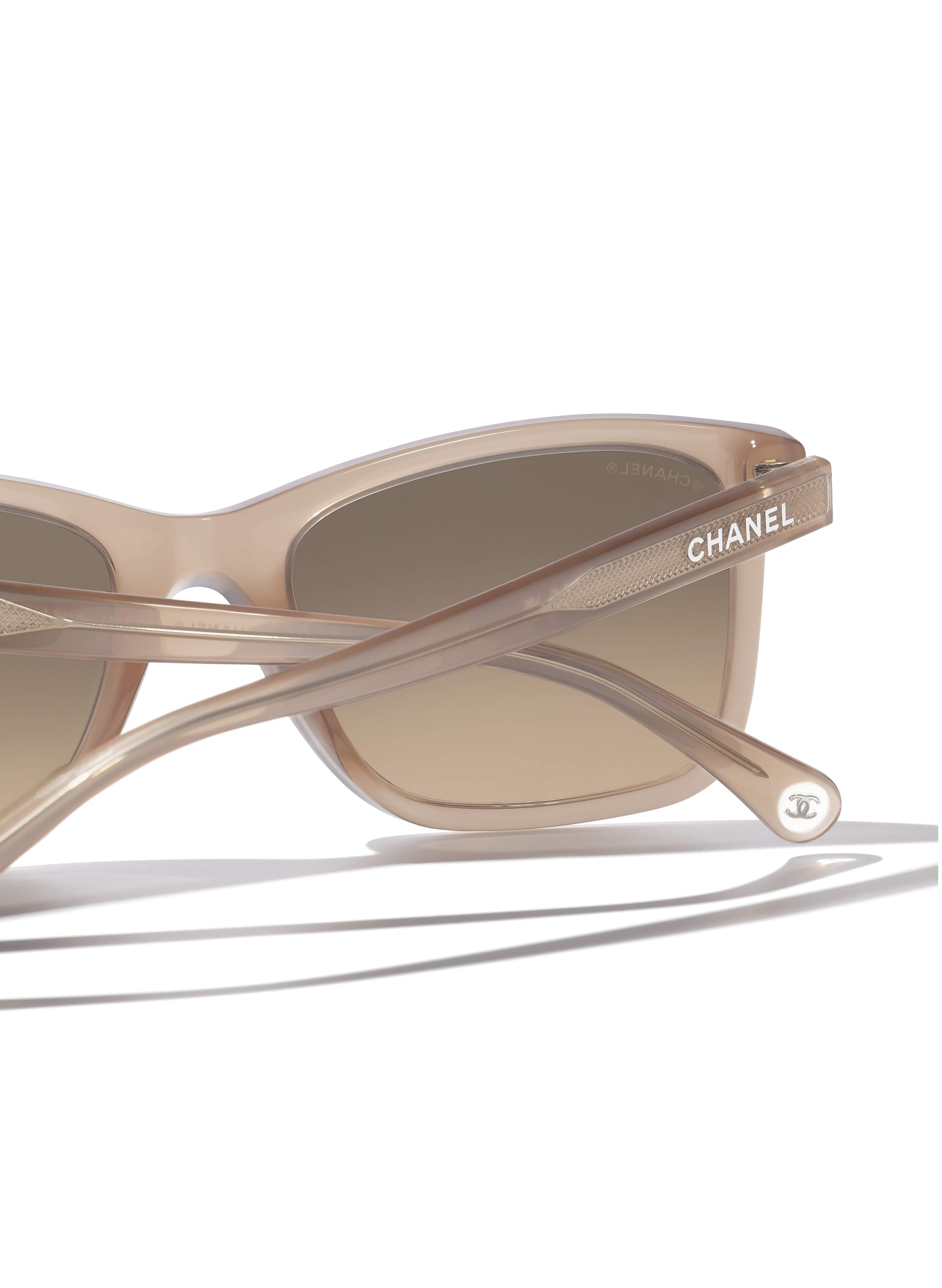 CHANEL Rechteckige Sonnenbrille: ROSÈ/ BRAUN VERLAUF