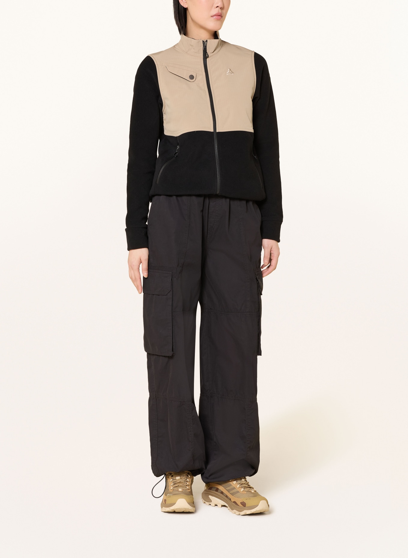 Schöffel MAGHERA fleece jacket in a mix of materials: BLACK / BEIGE