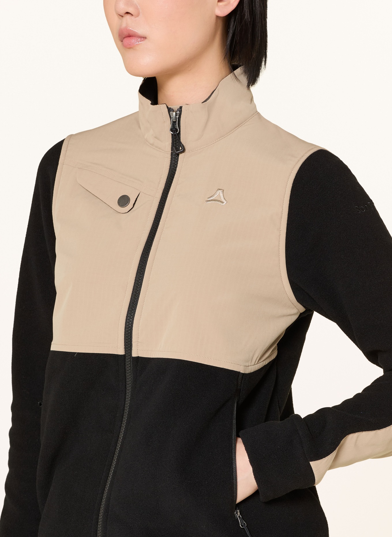 Schöffel MAGHERA fleece jacket in a mix of materials: BLACK / BEIGE