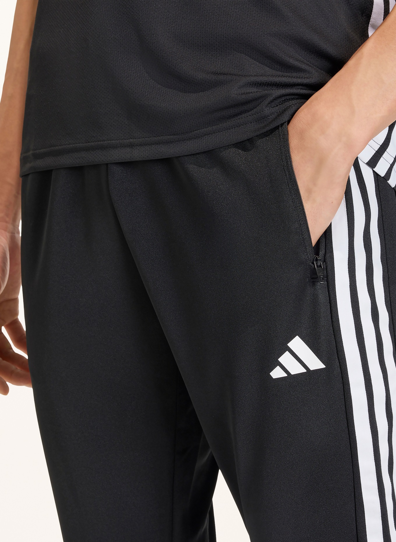 adidas WORKOUT ESSENTIALS ALL-SET 3-STRIPES Training Pants: BLACK