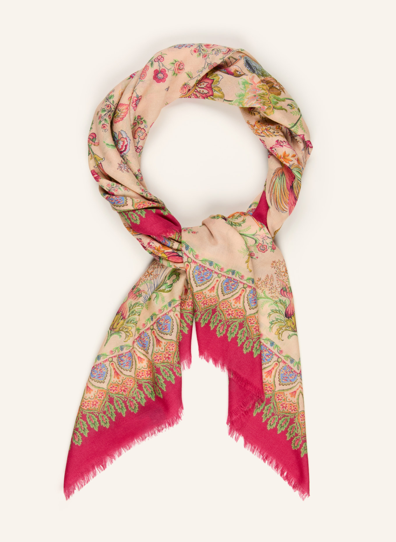 ETRO Tuch mit Cashmere und Seide: ROT / HELLBRAUN / GRÜN