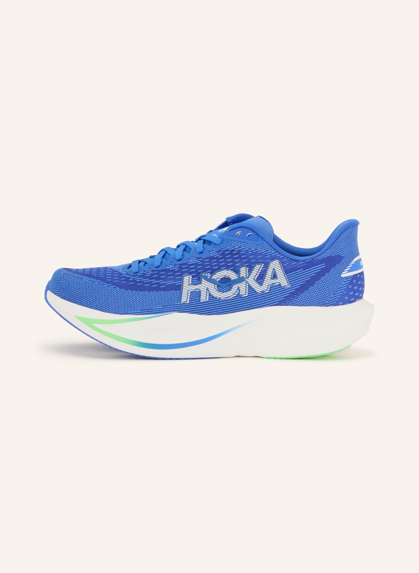 HOKA Hardloopschoenen MACH 7: BLAUW / NEONGROEN / WIT