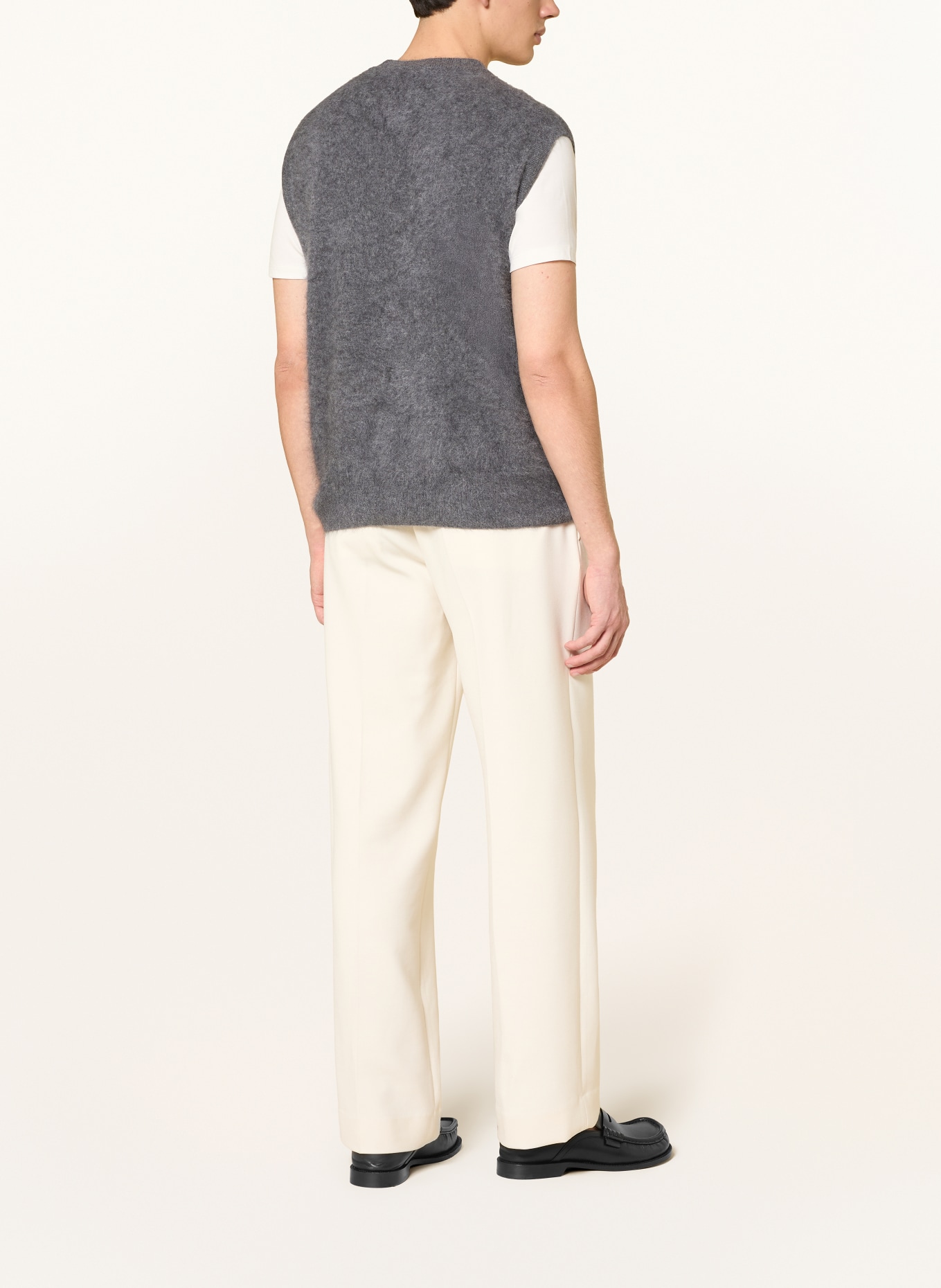 LISA YANG Kasjmier vest DENNIS: DONKERGRIJS / CRÈME / DONKERBLAUW