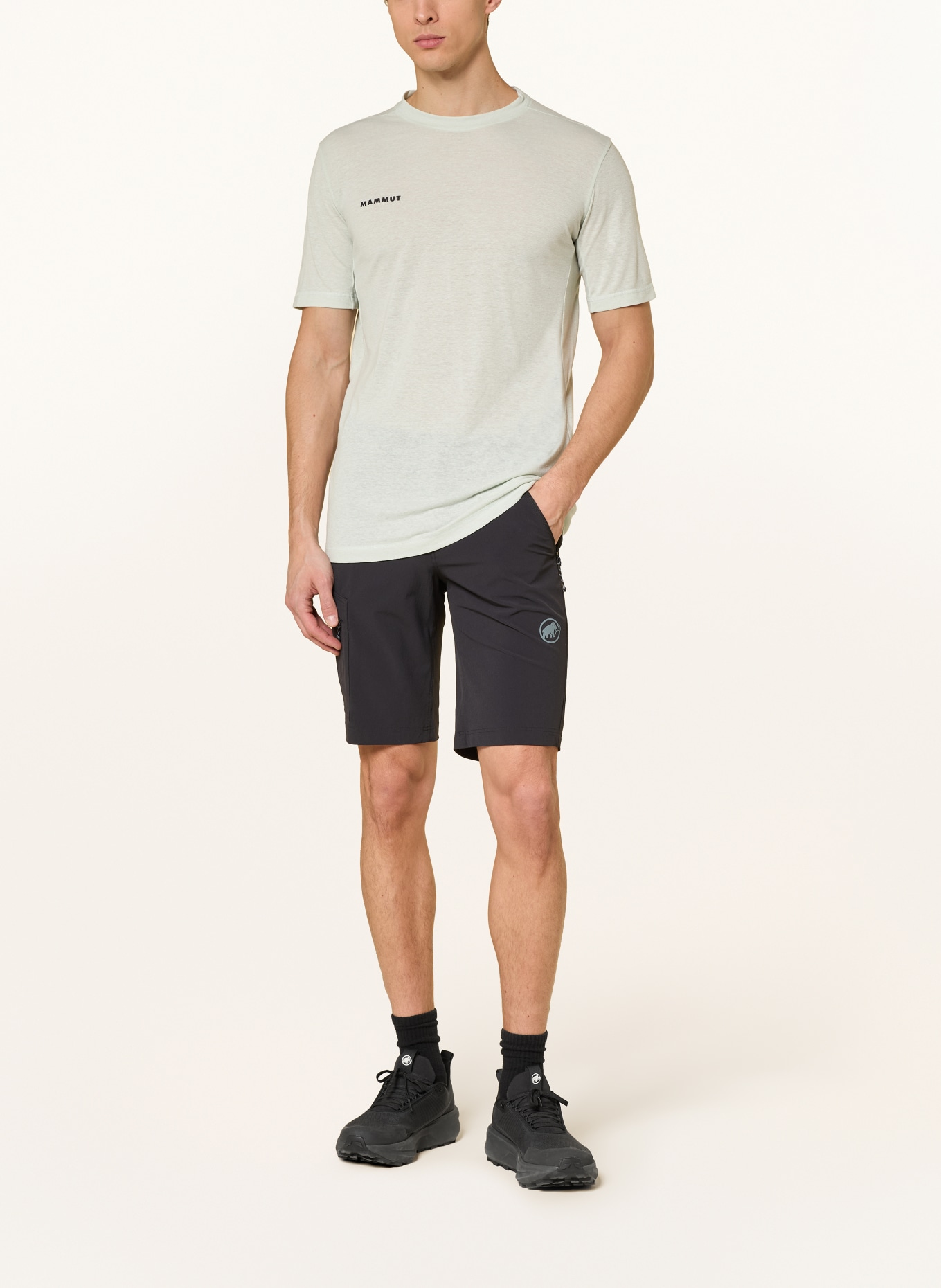 MAMMUT Koszulka funkcjonalna MASSONE LIGHT: JASNOCZARY / JASNOZIELONY