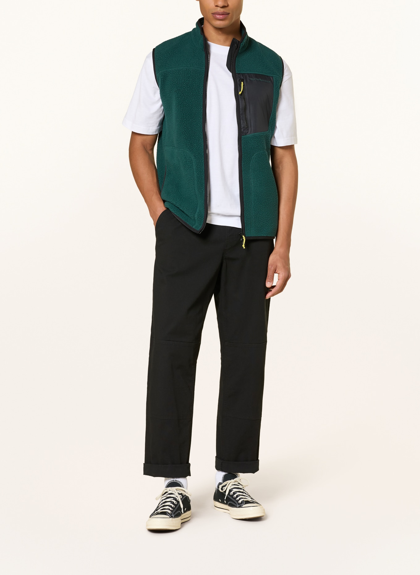 Peak Performance Gilet polaire NATURERUSH PILE: GROEN / NOIR