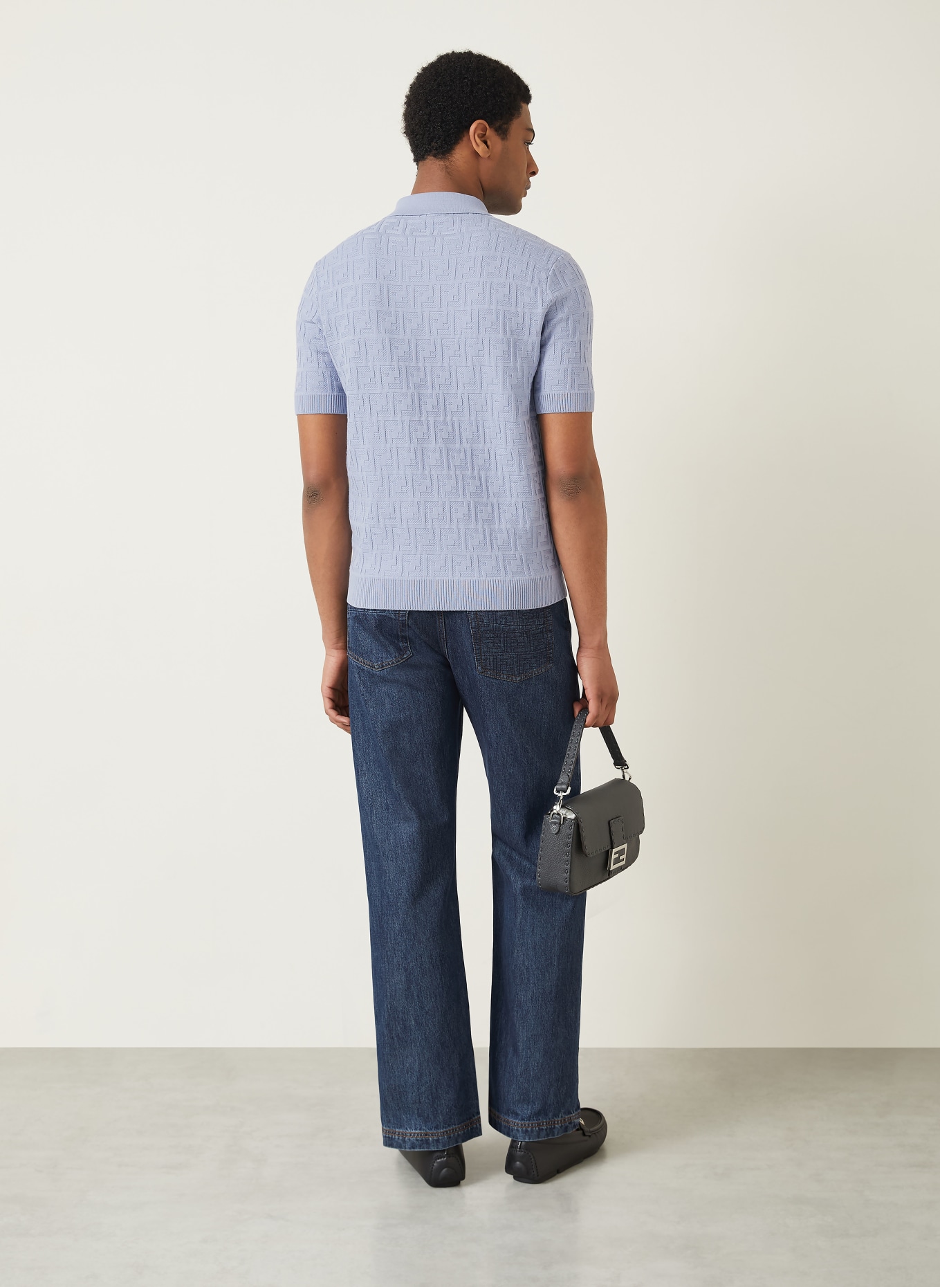 FENDI Polo en maille: BLEU CLAIR