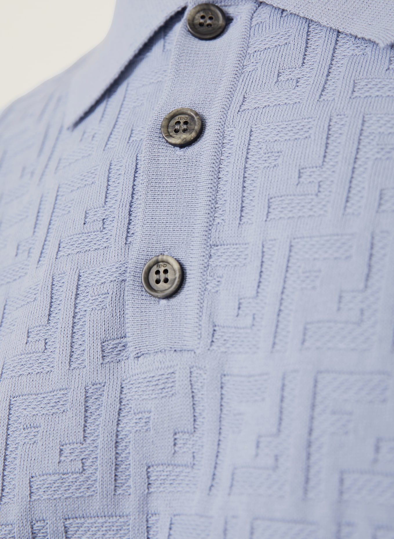 FENDI Polo en maille: BLEU CLAIR