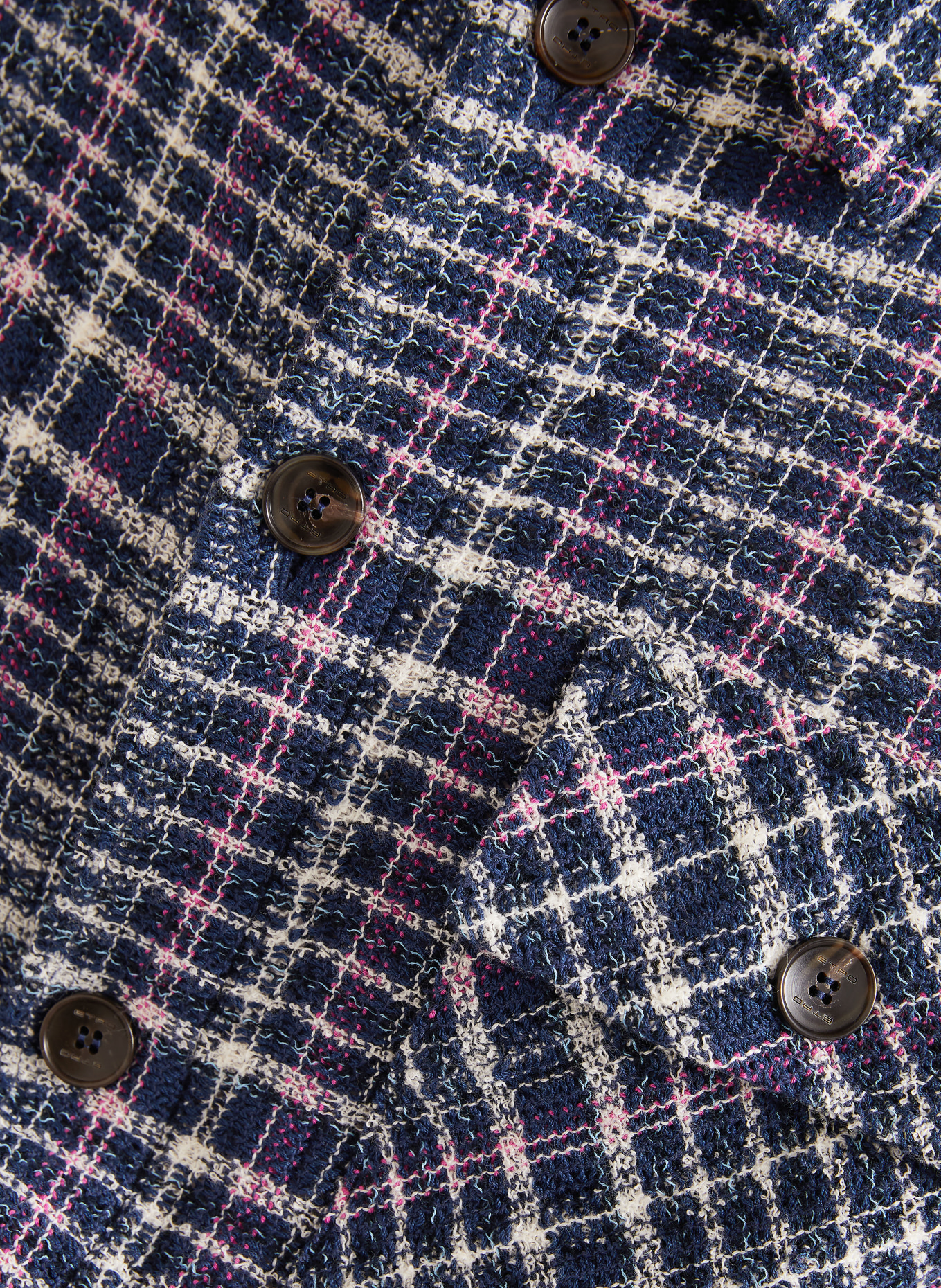 ETRO Bouclé-overjas: DONKERBLAUW / ROZE / WIT