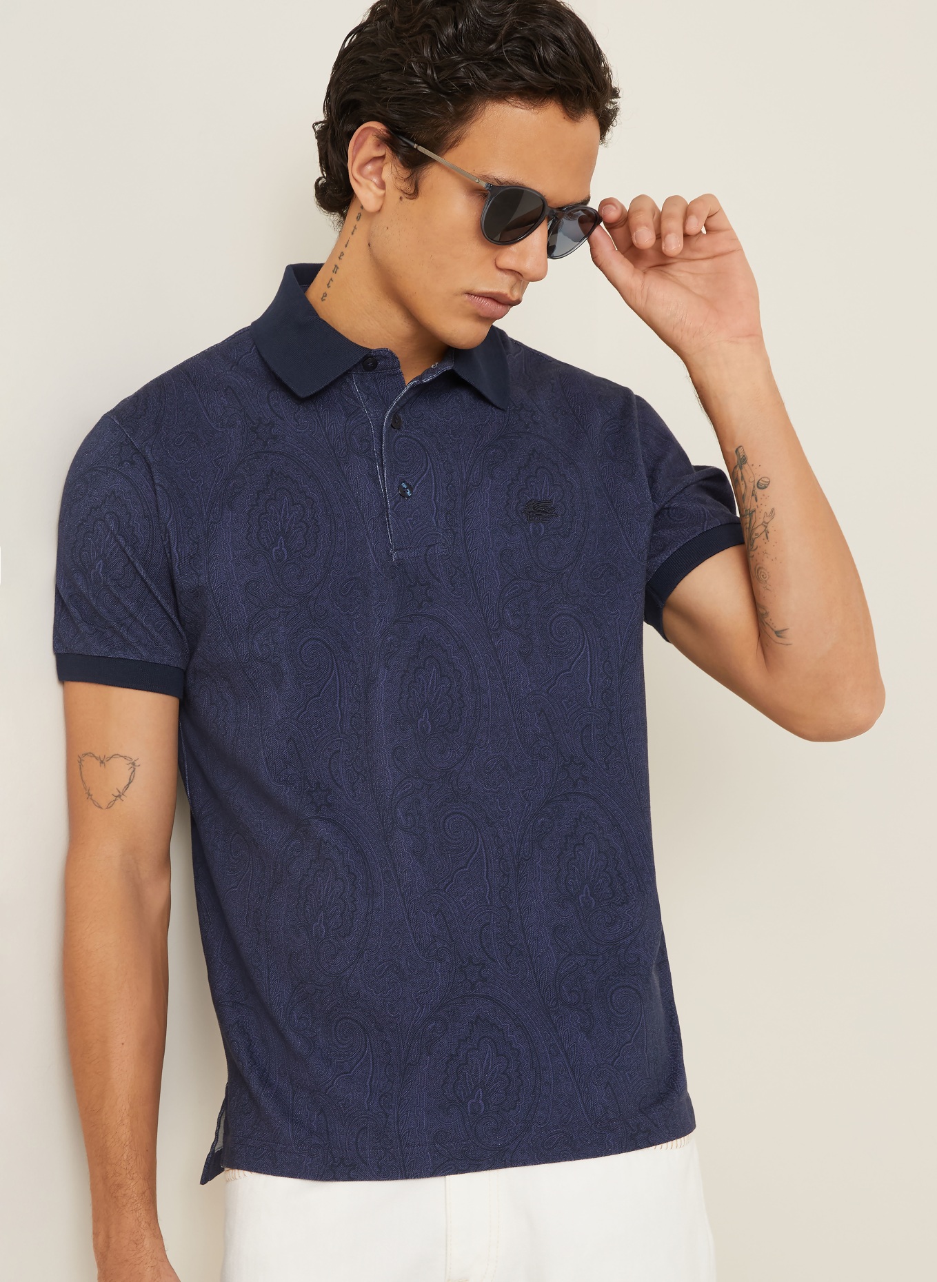 ETRO Piqué poloshirt: DONKERBLAUW