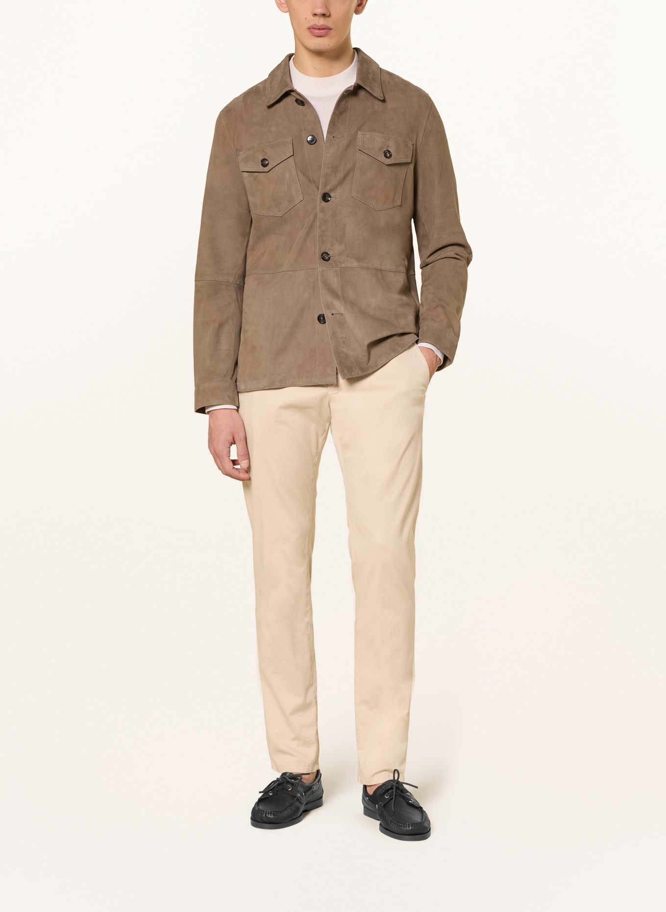 windsor. Leren overjas OLEANO: KAKI