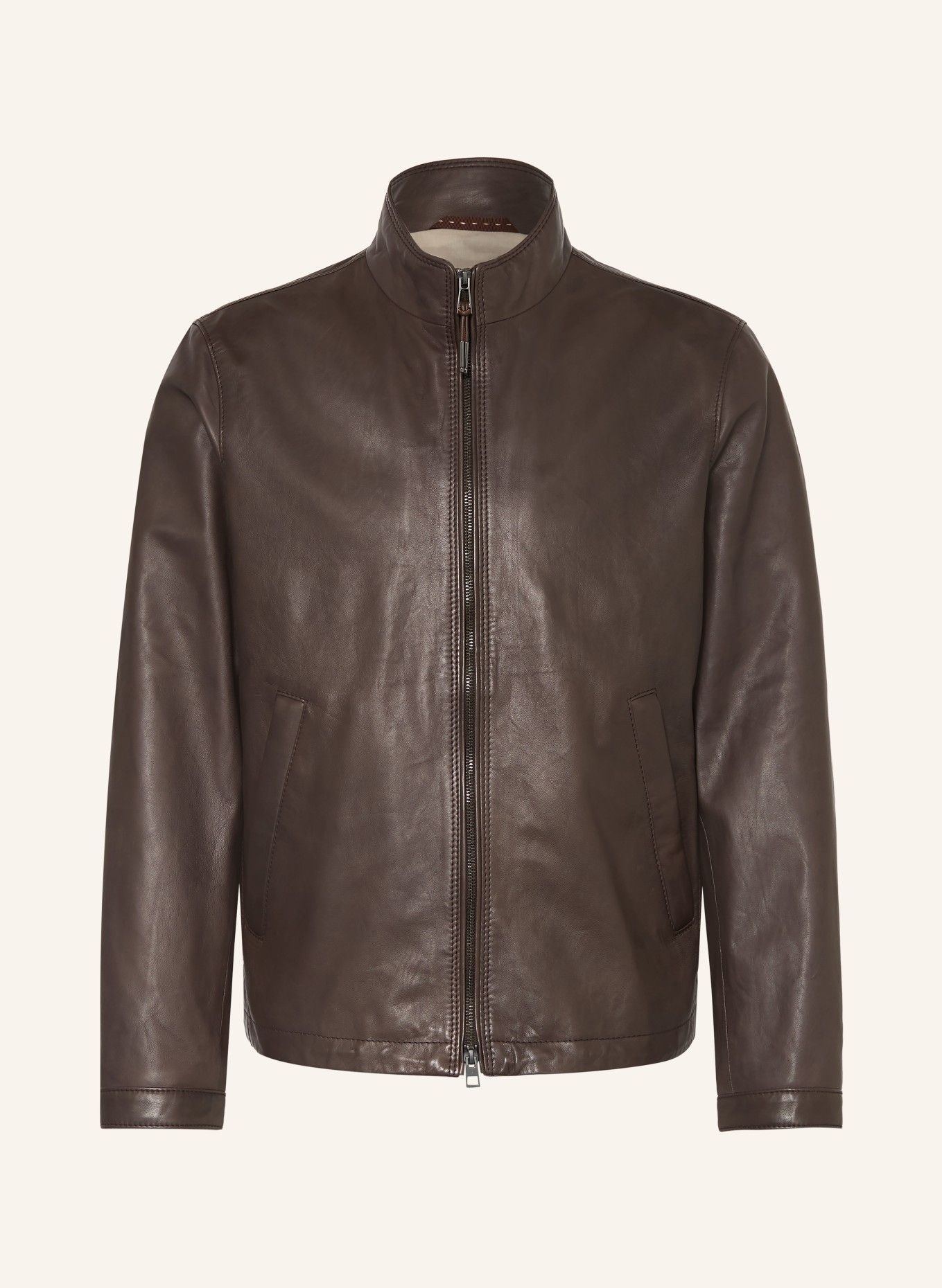 windsor. veste en cuir: MARRON FONCÉ