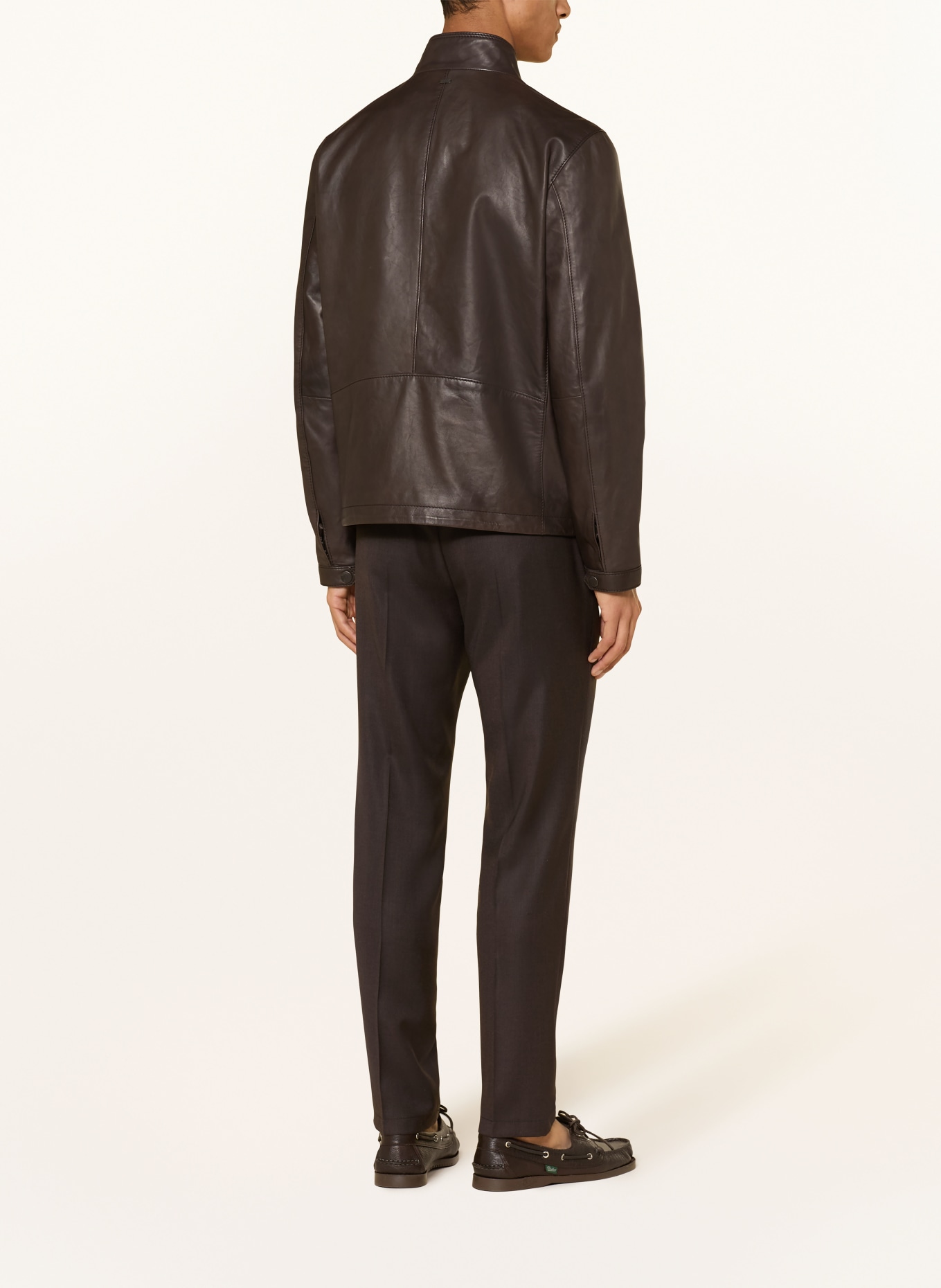 windsor. veste en cuir: MARRON FONCÉ