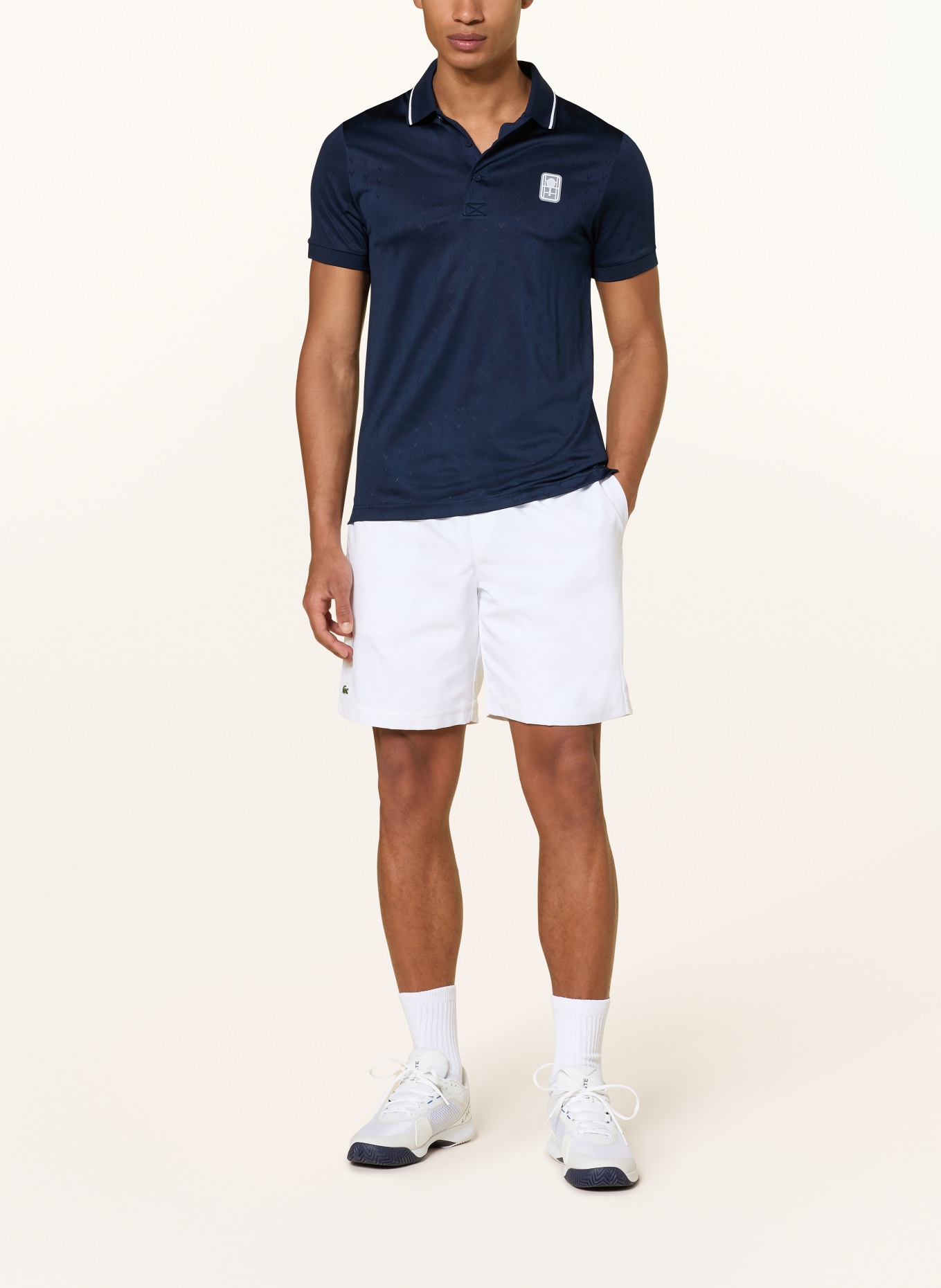 LACOSTE Polo fonctionnel: BLEU FONCÉ / BLANC