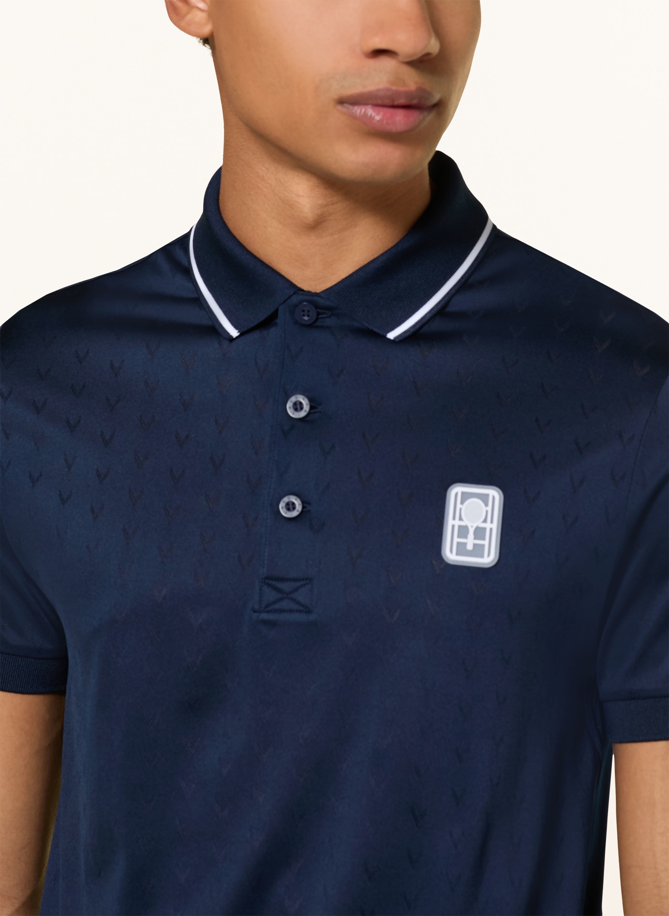 LACOSTE Polo fonctionnel: BLEU FONCÉ / BLANC