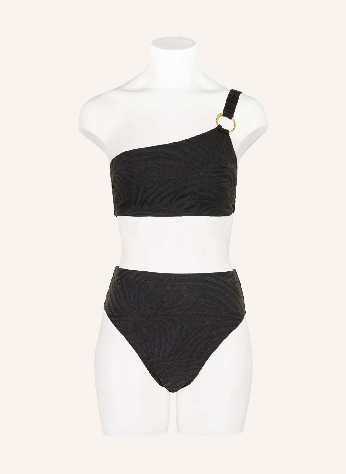LAUREN RALPH LAUREN Bikinitop met één schouderband ZEBRA JACQUARD: ZWART