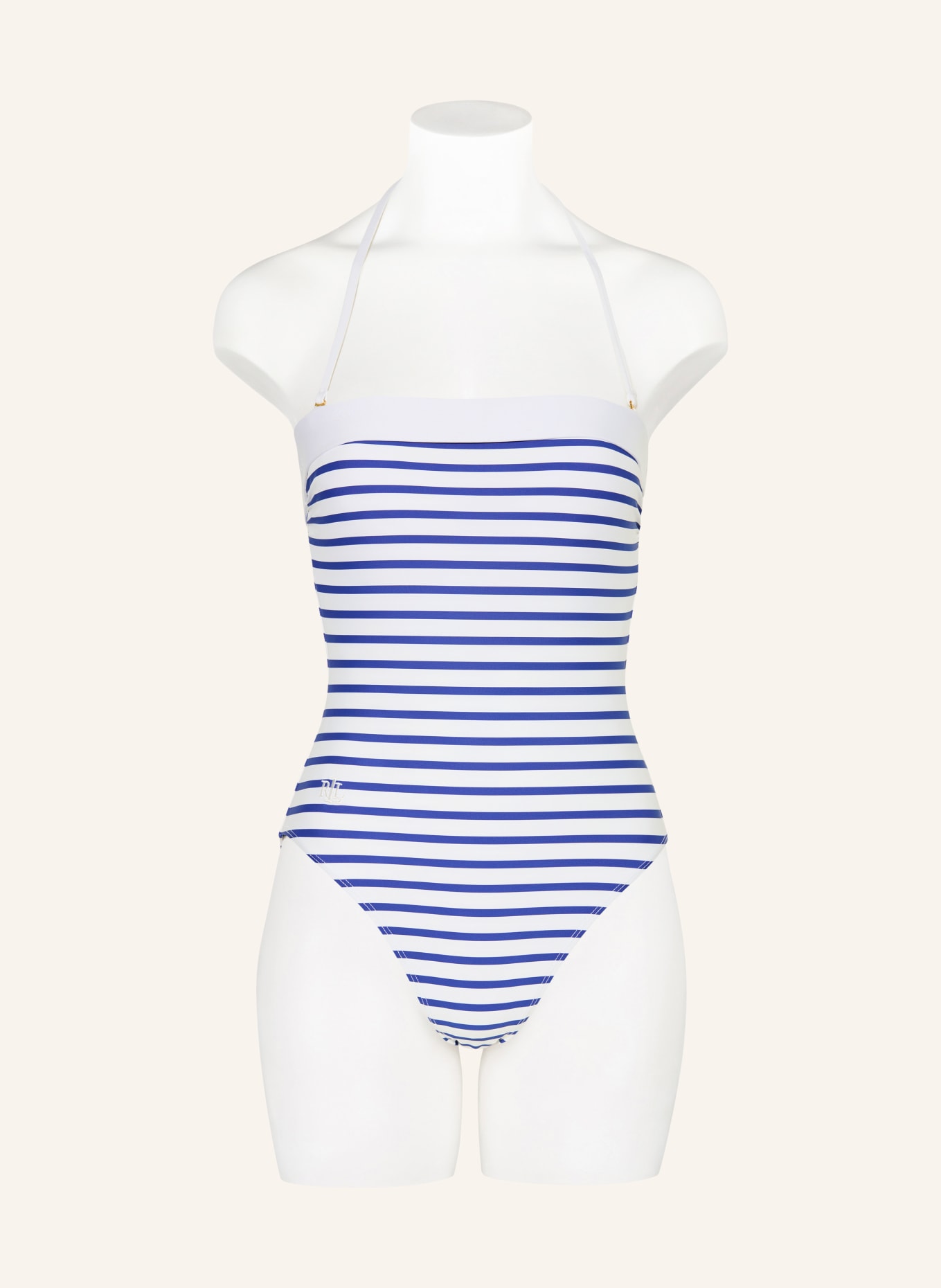 LAUREN RALPH LAUREN Bandeau-Badeanzug SEASIDE STRIPE: BLAU / WEISS