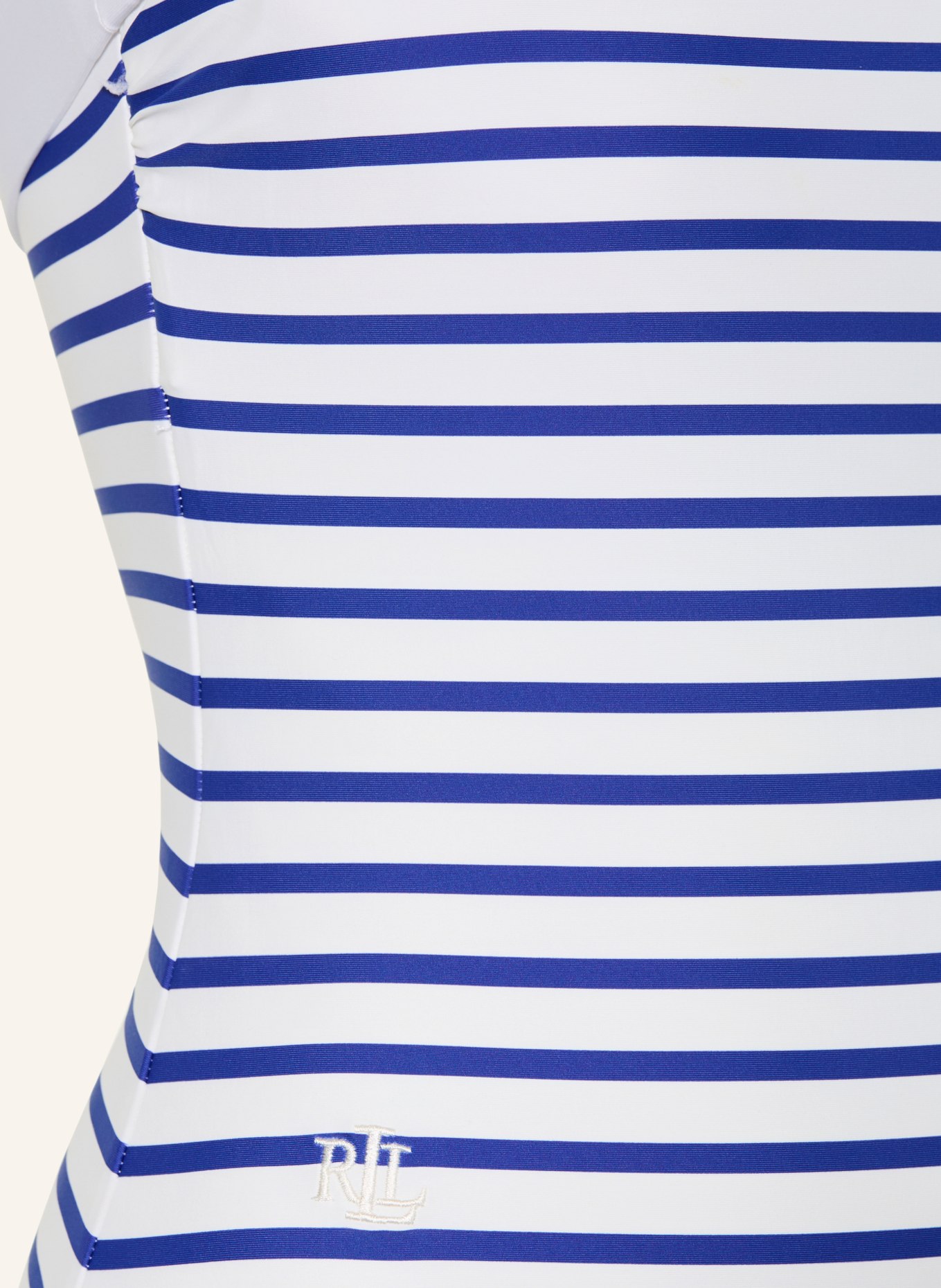 LAUREN RALPH LAUREN Bandeau-Badeanzug SEASIDE STRIPE: BLAU / WEISS