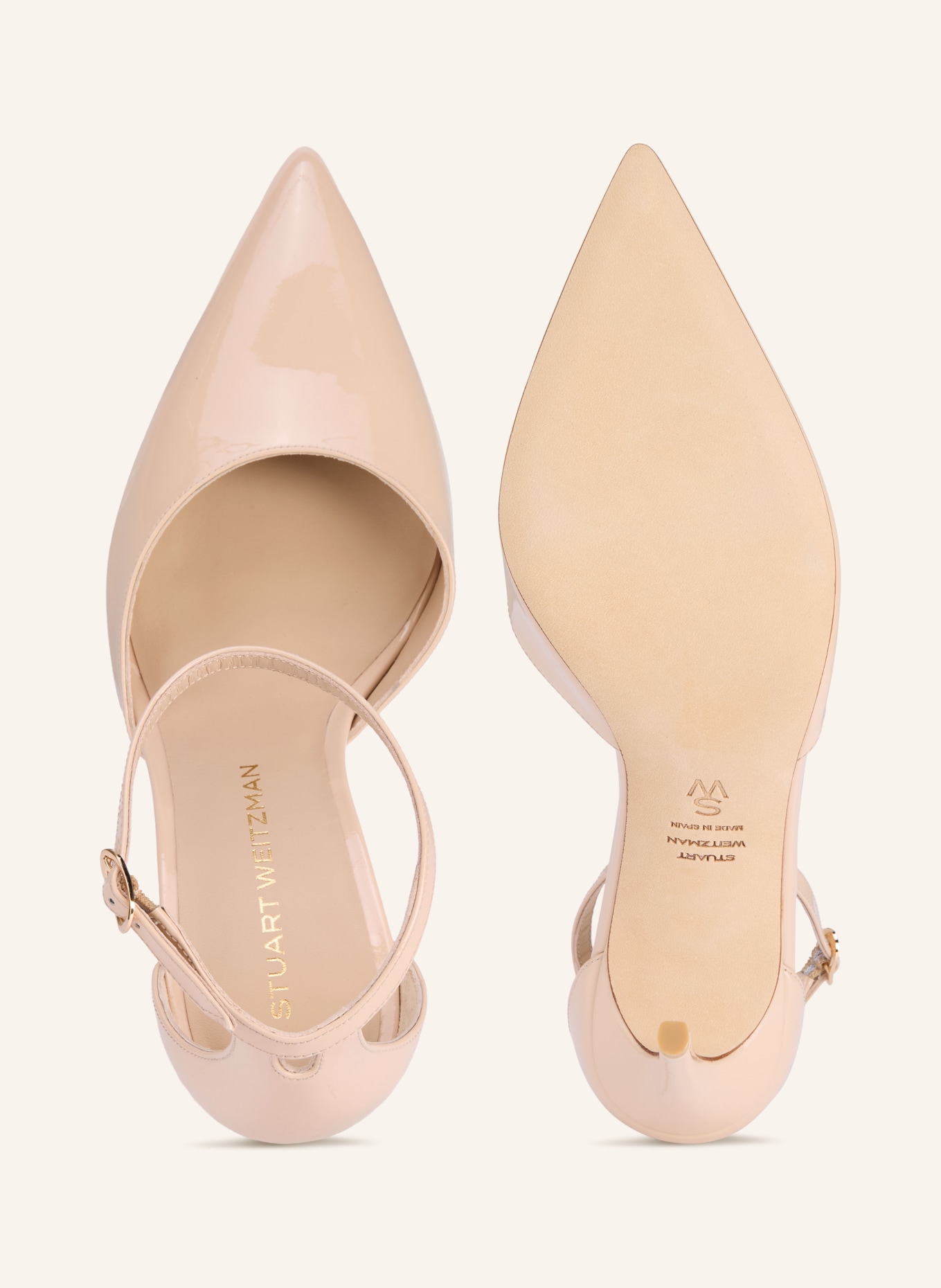 STUART WEITZMAN Lack-Pumps STUART POWER STRAP: BEIGE / GOLD