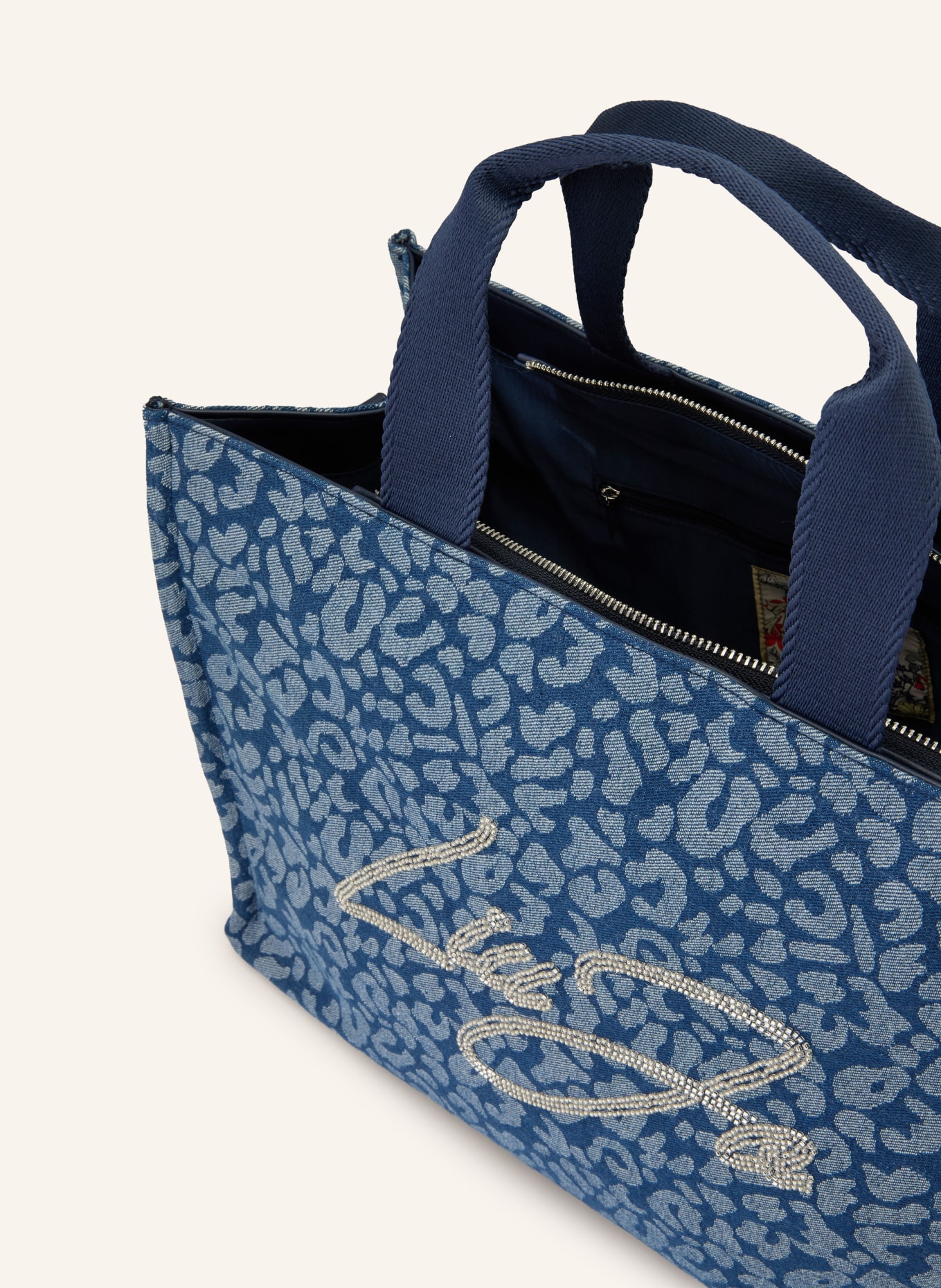 LIU JO Handtasche mit Schmuckperlen: BLAU / HELLBLAU