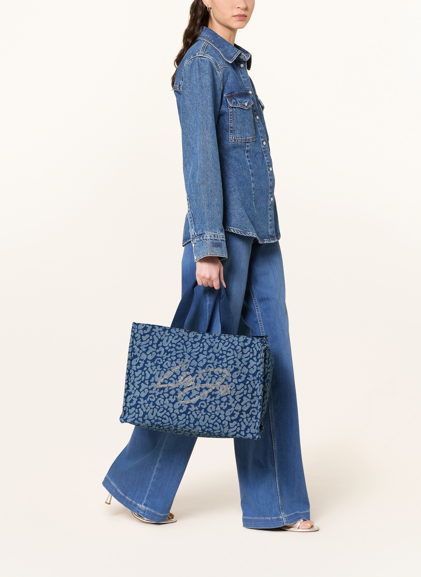 LIU JO Handbag with decorative beads: BLUE / LIGHT BLUE