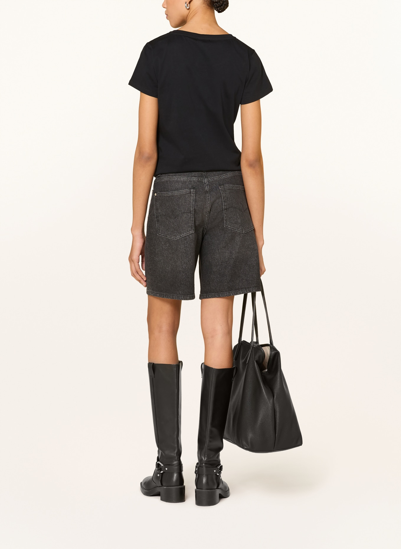 LIU JO T-shirt met strass-steentjes: ZWART / ZILVER / ECRU