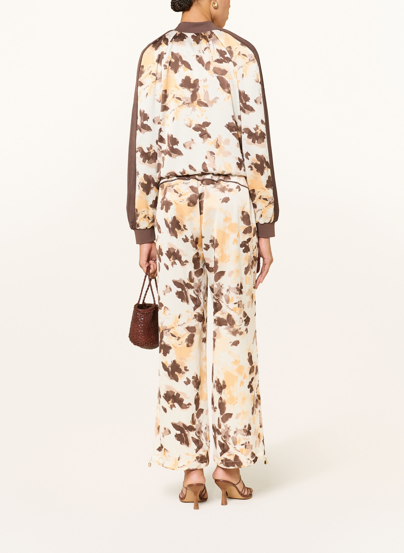 LIU JO Broek: CRÈME / MARRON FONCÉ / ORANJE