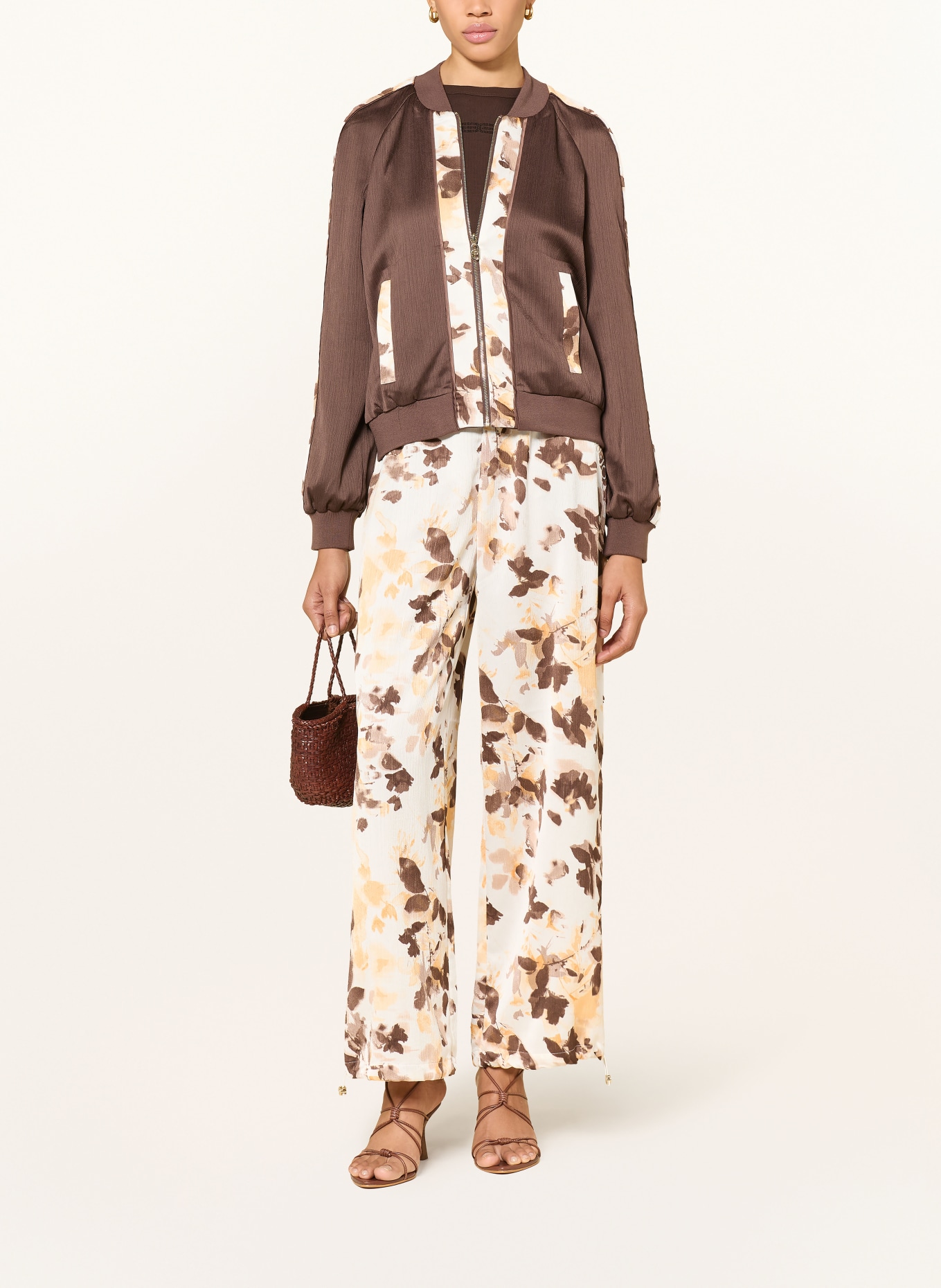 LIU JO blouson: ECRU / MARRON FONCÉ / LICHTORANJE