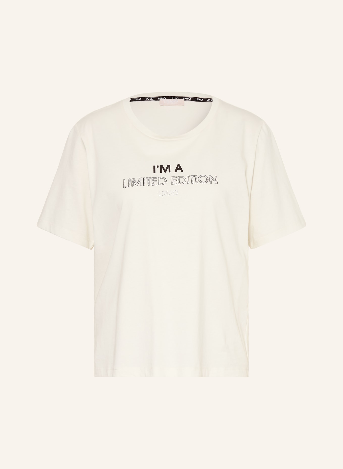 LIU JO T-Shirt mit Schmucksteinen: WEISS / SCHWARZ