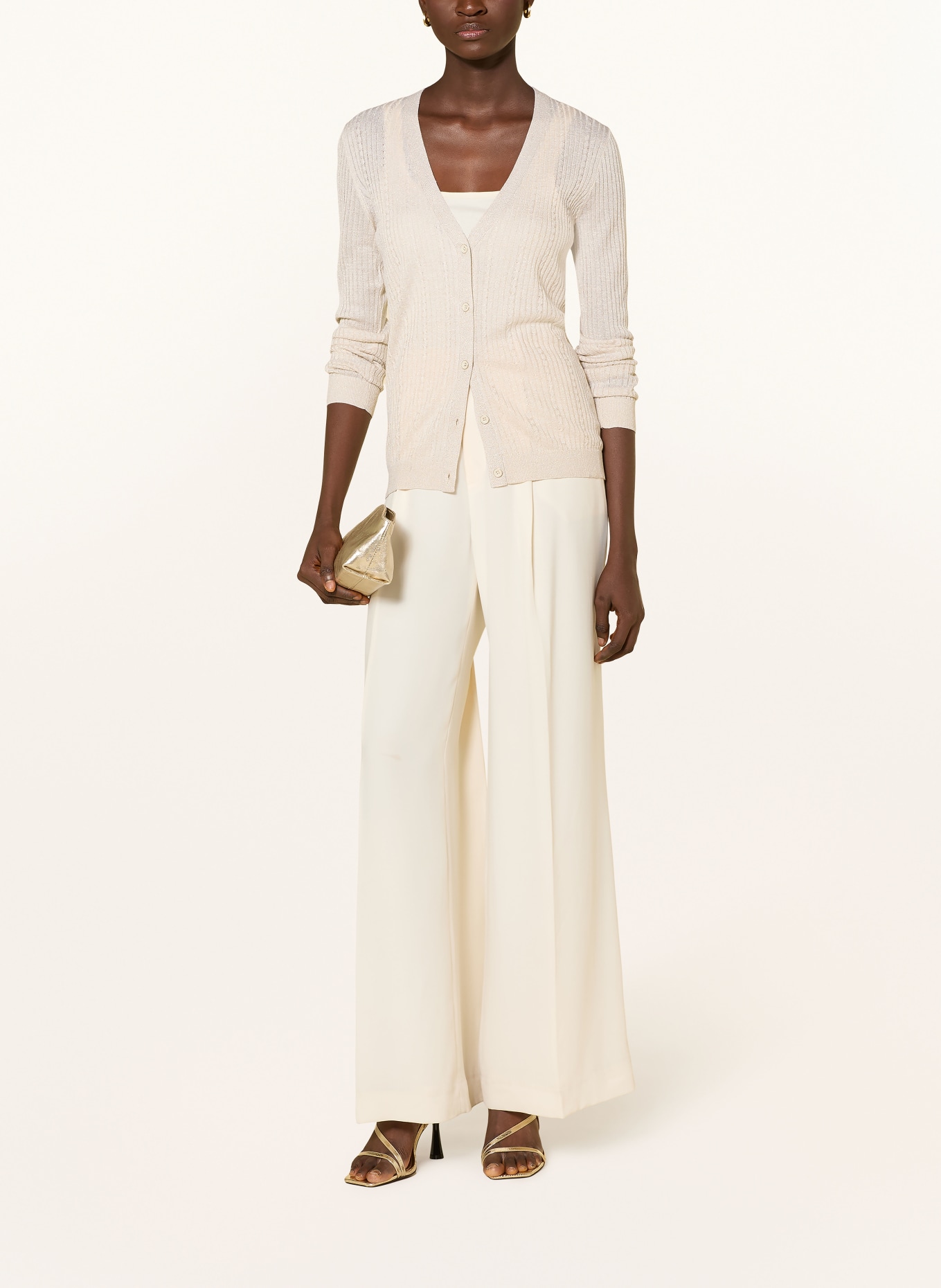 LIU JO Strickjacke mit Glitzergarn: CREME / GOLD