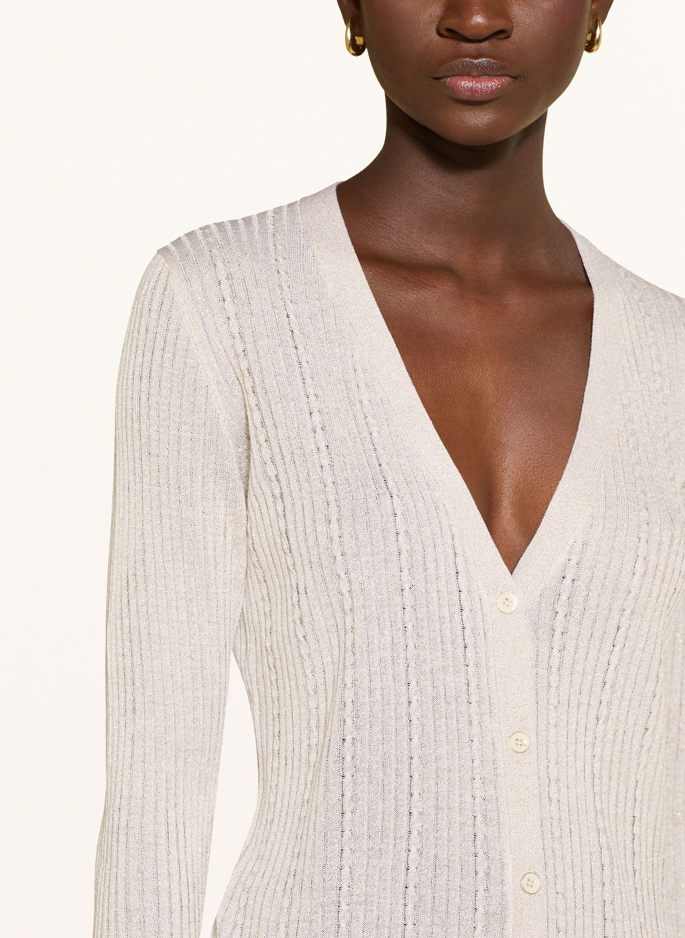 LIU JO Strickjacke mit Glitzergarn: CREME / GOLD